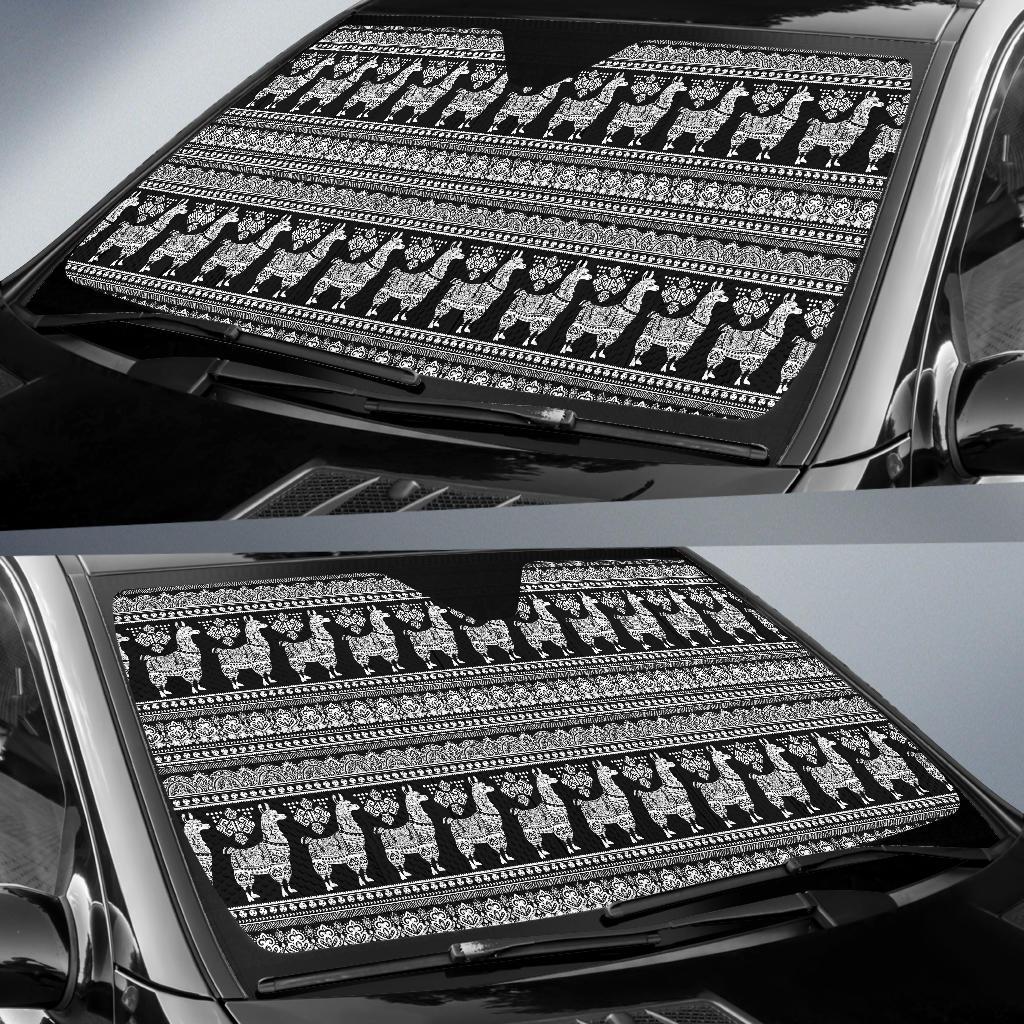 Aztec Llama Pattern Print Car Sun Shade-grizzshop