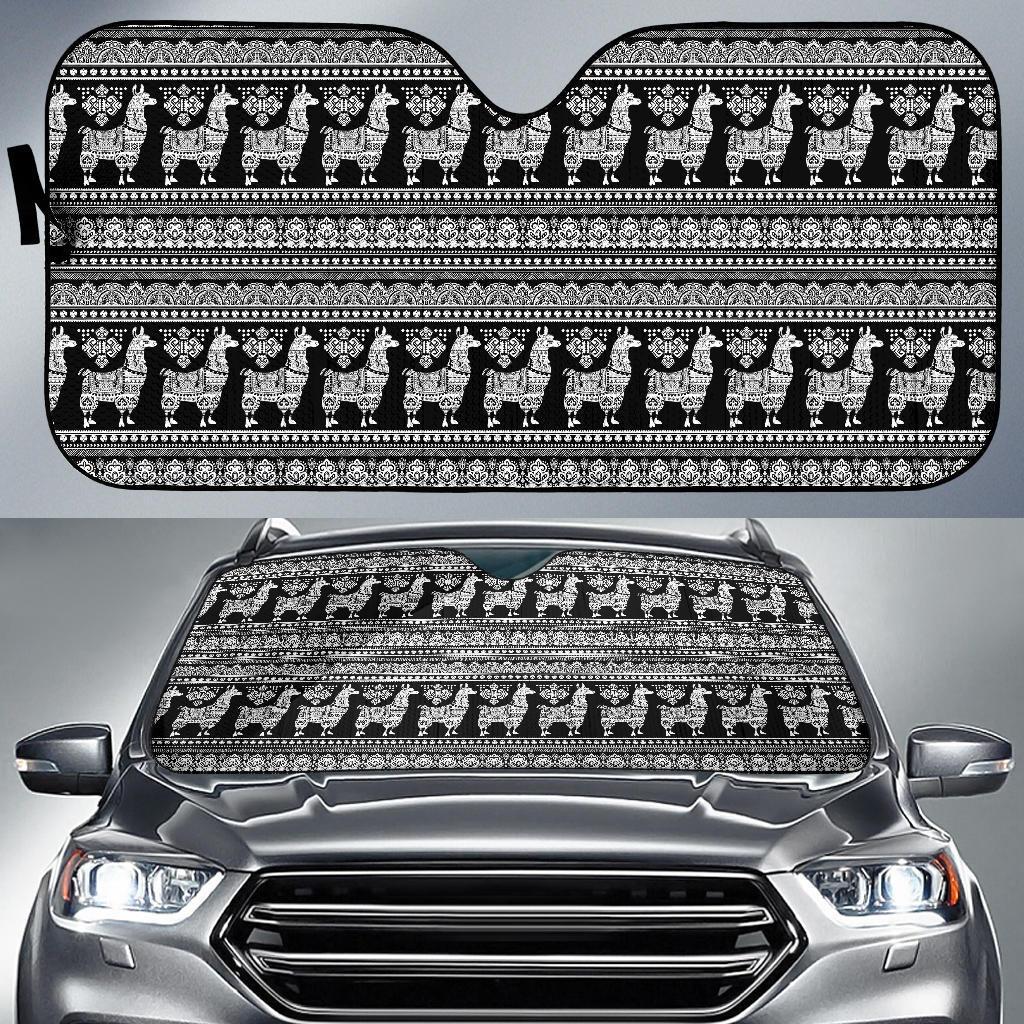 Aztec Llama Pattern Print Car Sun Shade-grizzshop