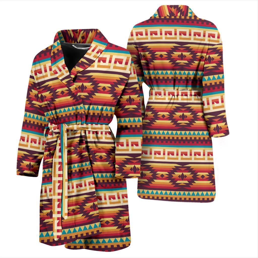 Aztec Native American Tribal Navajo Indians Print Men Long Robe-grizzshop