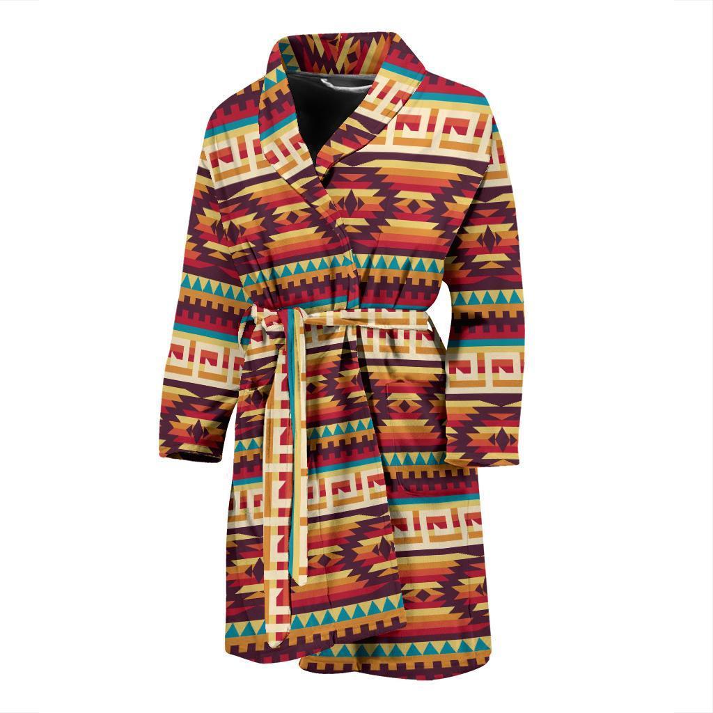 Aztec Native American Tribal Navajo Indians Print Men Long Robe-grizzshop