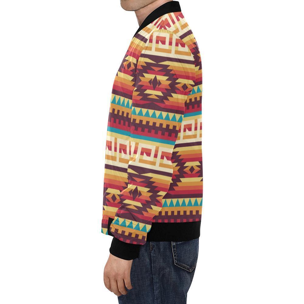 Aztec Native American Tribal Navajo Indians Print Men's Bomber Jacket-grizzshop