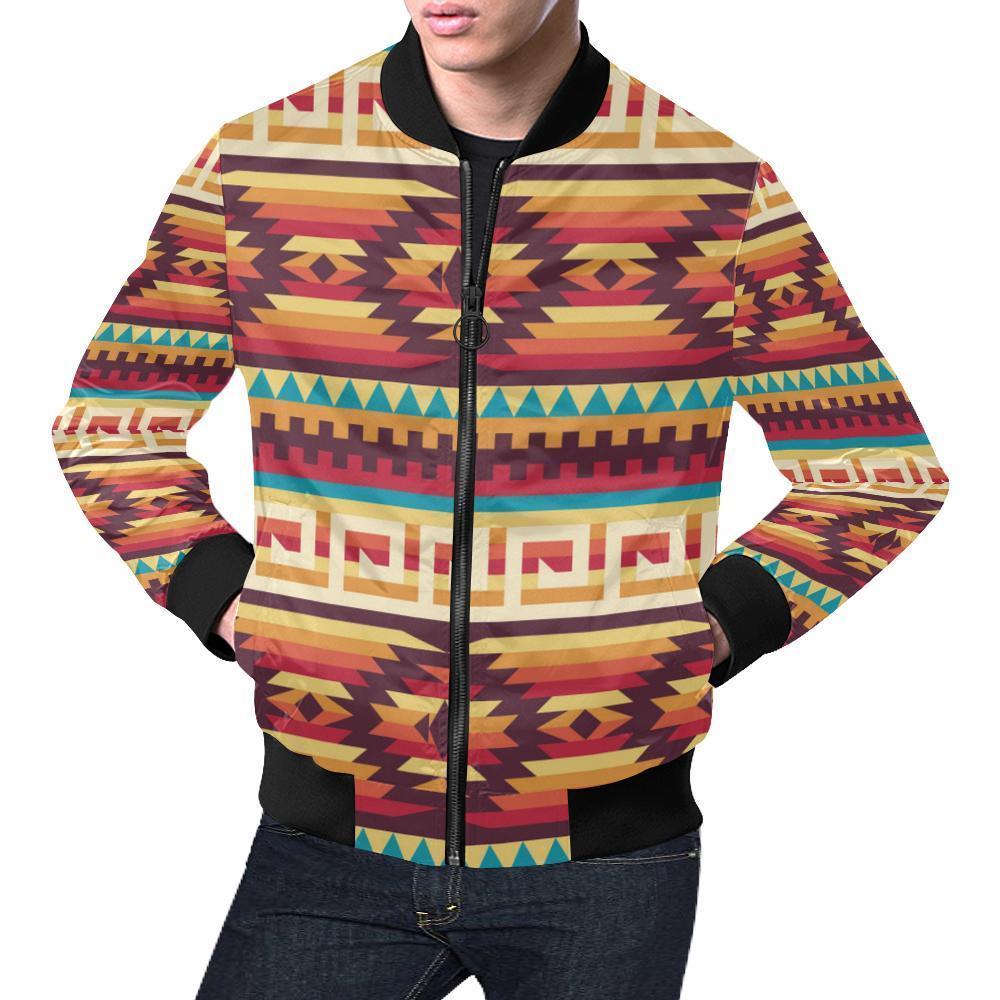 Aztec Native American Tribal Navajo Indians Print Men's Bomber Jacket-grizzshop