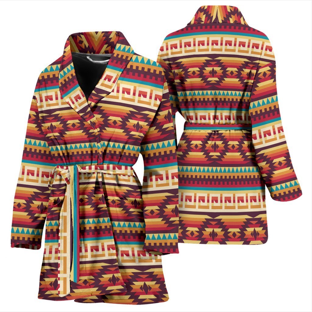 Aztec Native American Tribal Navajo Indians Print Women Long Robe-grizzshop