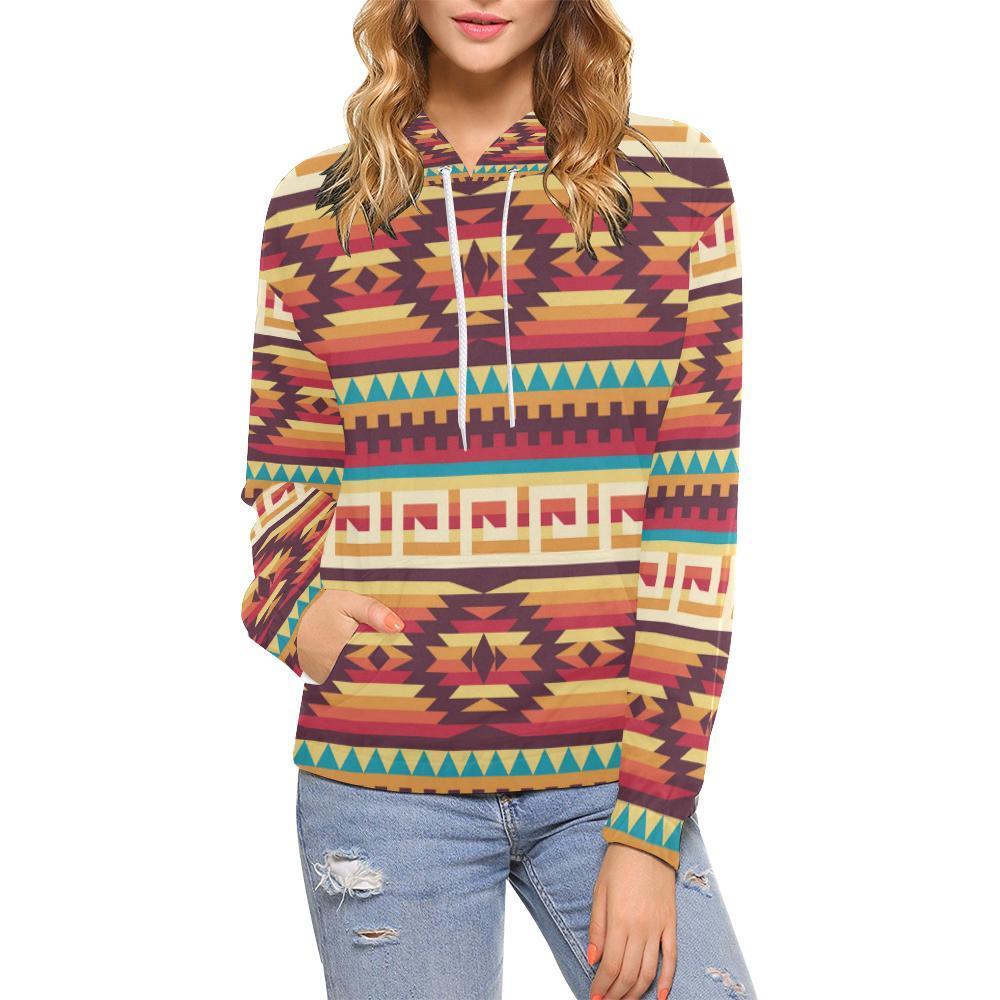 Aztec Native American Tribal Navajo Indians Print Women Pullover Hoodies -grizzshop