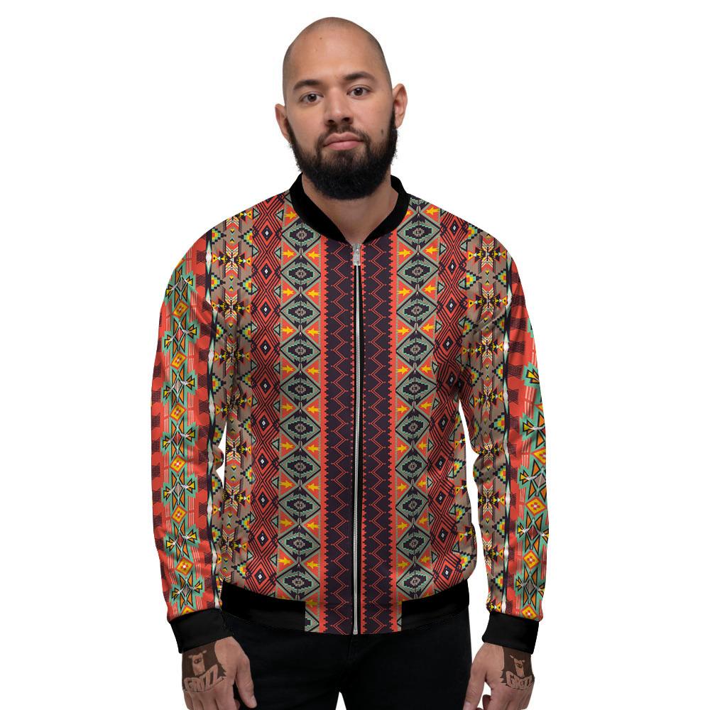 Aztec Native Tribal Print Pattern Men's Bomber Jacket-grizzshop