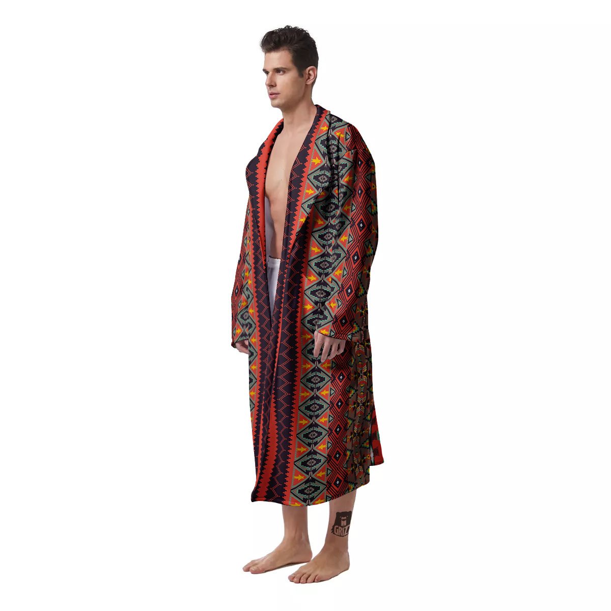 Aztec Native Tribal Print Pattern Men's Robe-grizzshop