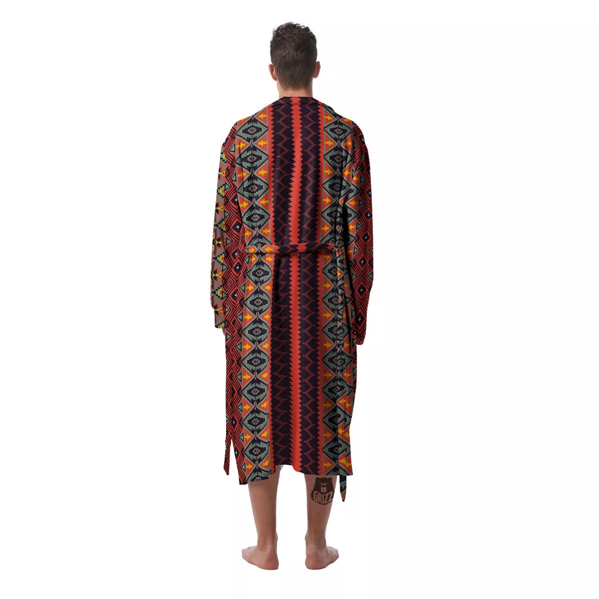 Aztec Native Tribal Print Pattern Men's Robe-grizzshop