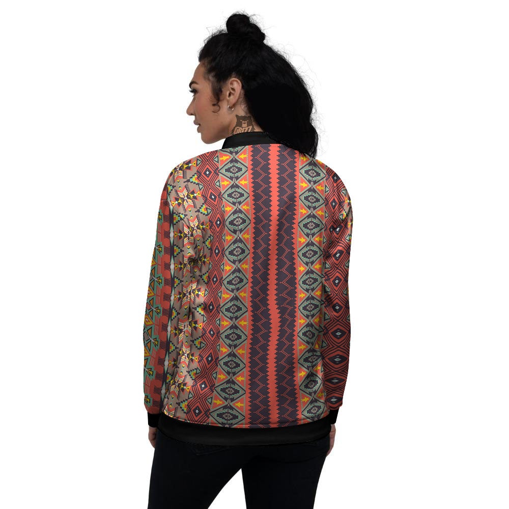 Aztec Native Tribal Print Pattern Women's Bomber Jacket-grizzshop