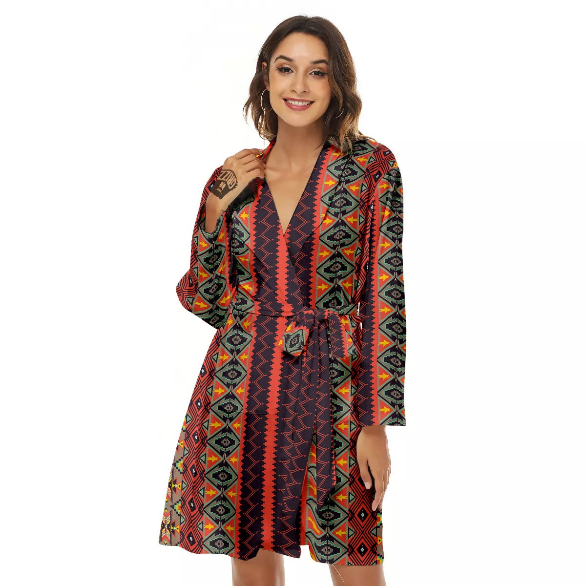 Aztec Native Tribal Print Pattern Women's Robe-grizzshop