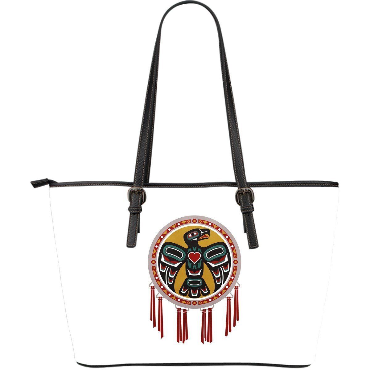 Aztec Navajo Native American Tribal Indians Print Leather Tote Bag-grizzshop
