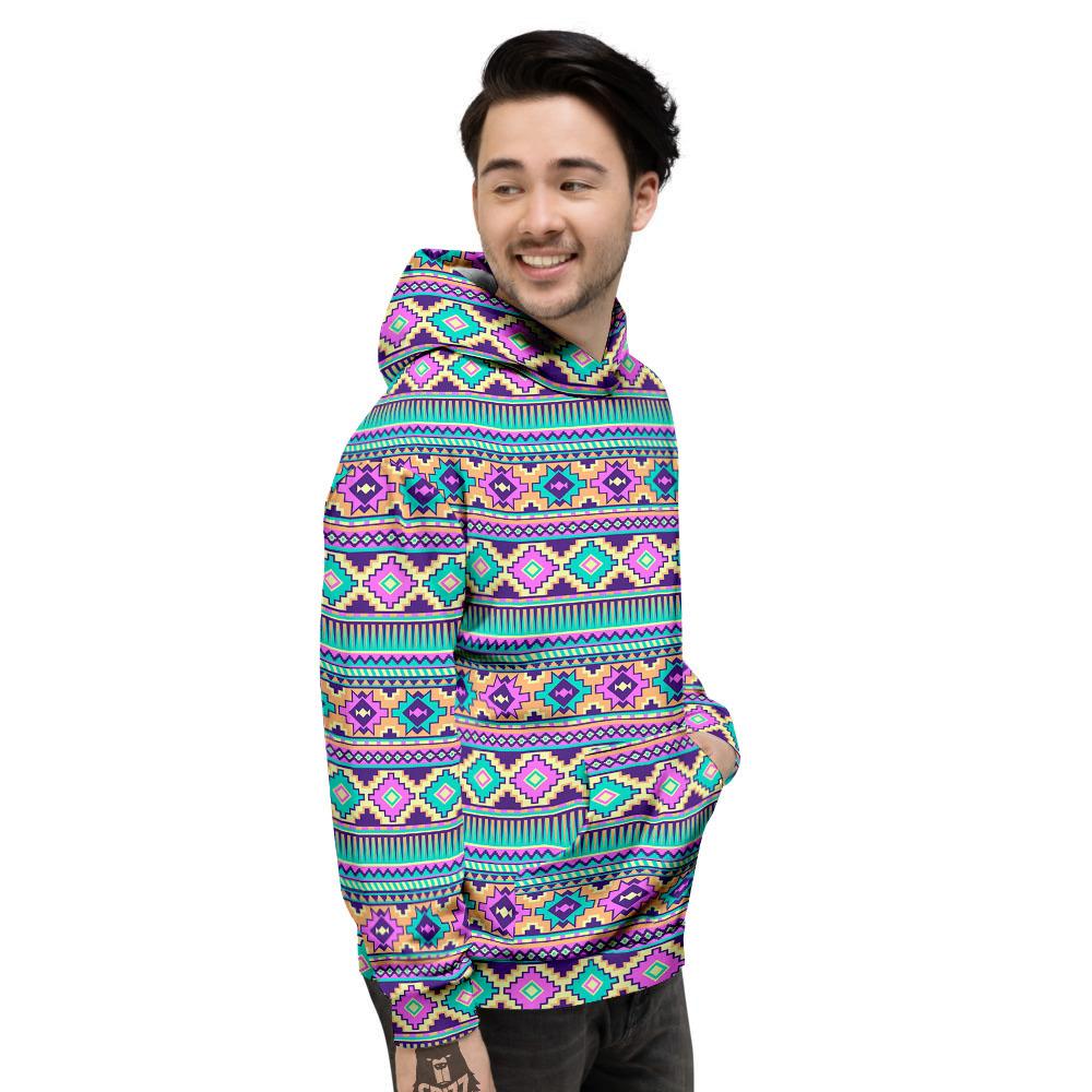 Aztec Neon Native Print Pattern Men's Hoodie-grizzshop