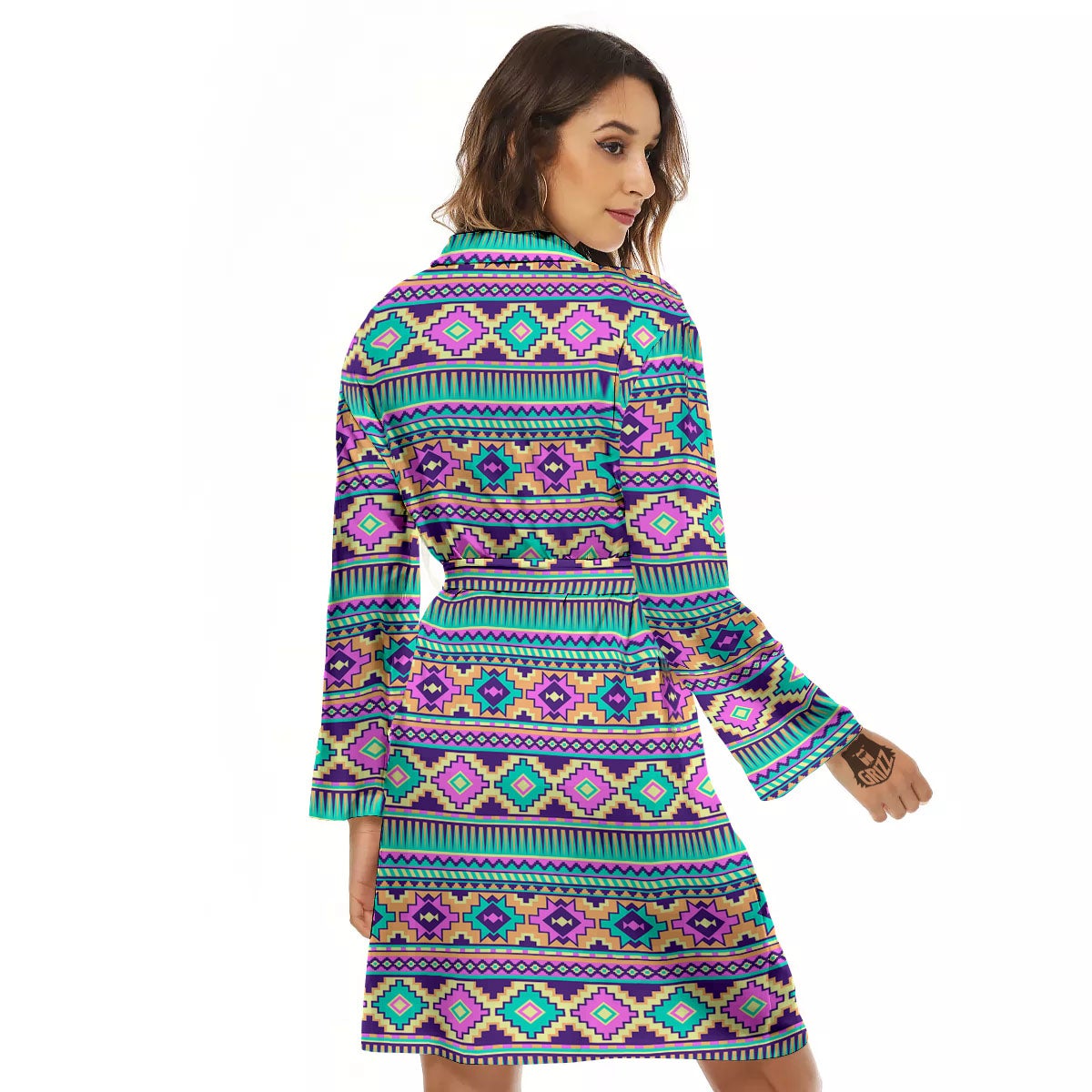 Aztec Neon Native Print Pattern Women's Robe-grizzshop