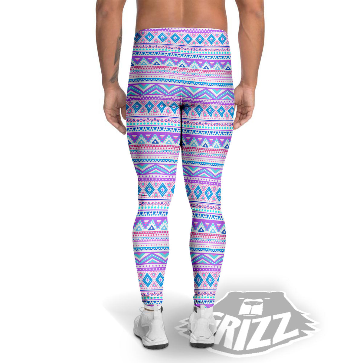 Aztec Pink And Pastel Print Pattern Men's Leggings-grizzshop