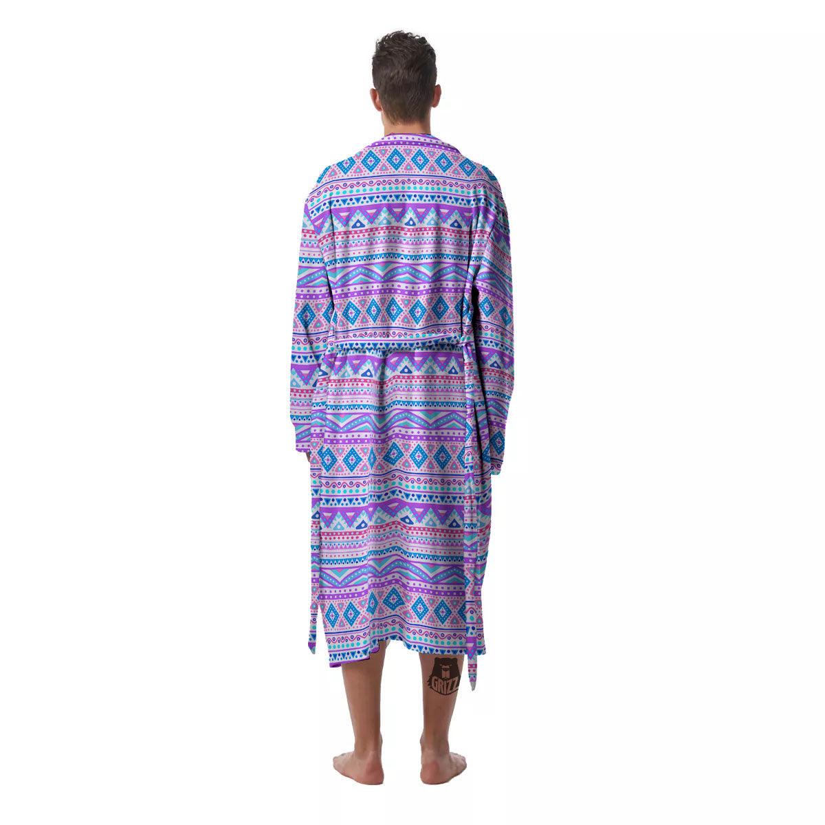 Aztec Pink And Pastel Print Pattern Men's Robe-grizzshop