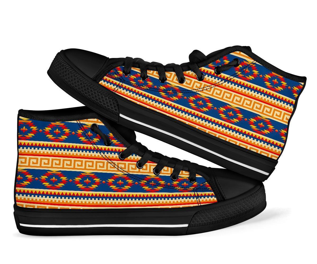Aztec Tribal Indians Navajo Native American Print Men Women's High Top Shoes-grizzshop