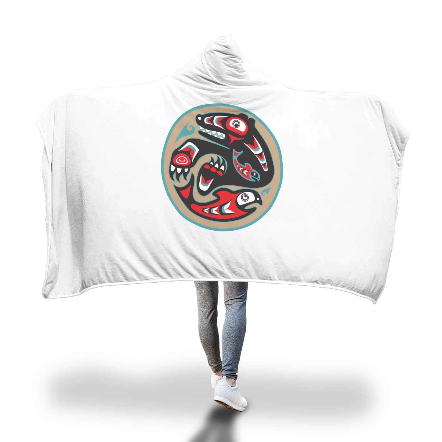 Aztec Tribal Native American Indians Navajo Print Hooded Blanket-grizzshop