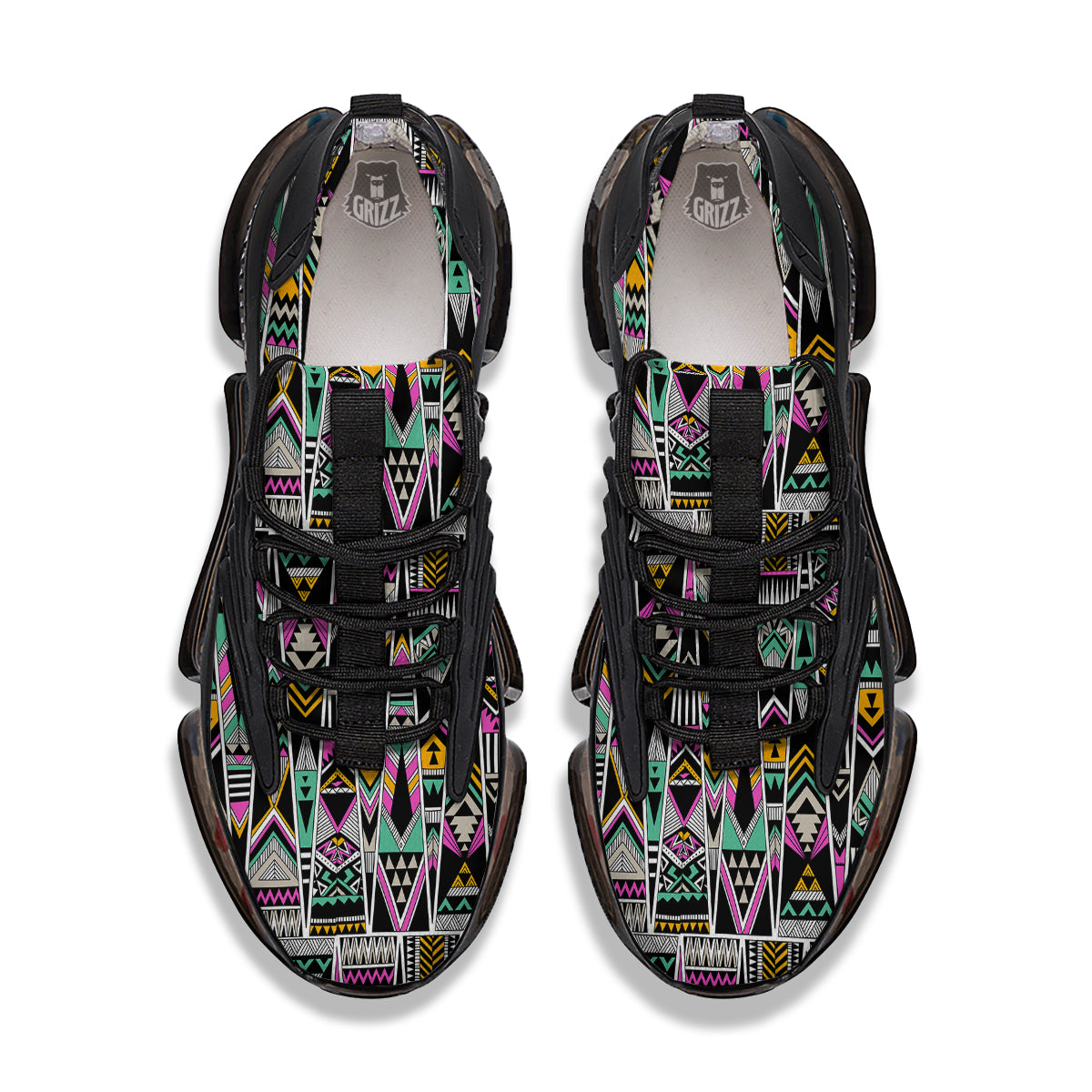 Aztec Tribal Vintage Print Pattern Black Gym Shoes-grizzshop