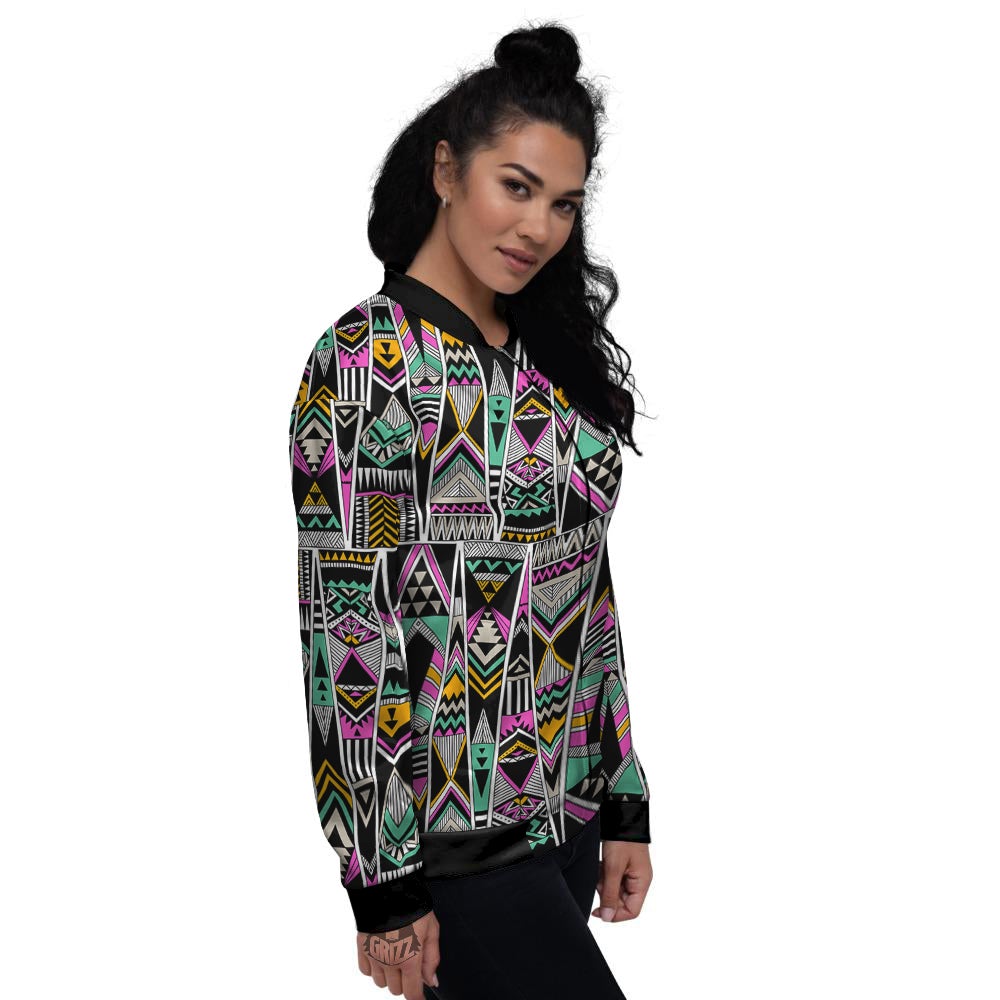 Aztec Tribal Vintage Print Pattern Women's Bomber Jacket-grizzshop