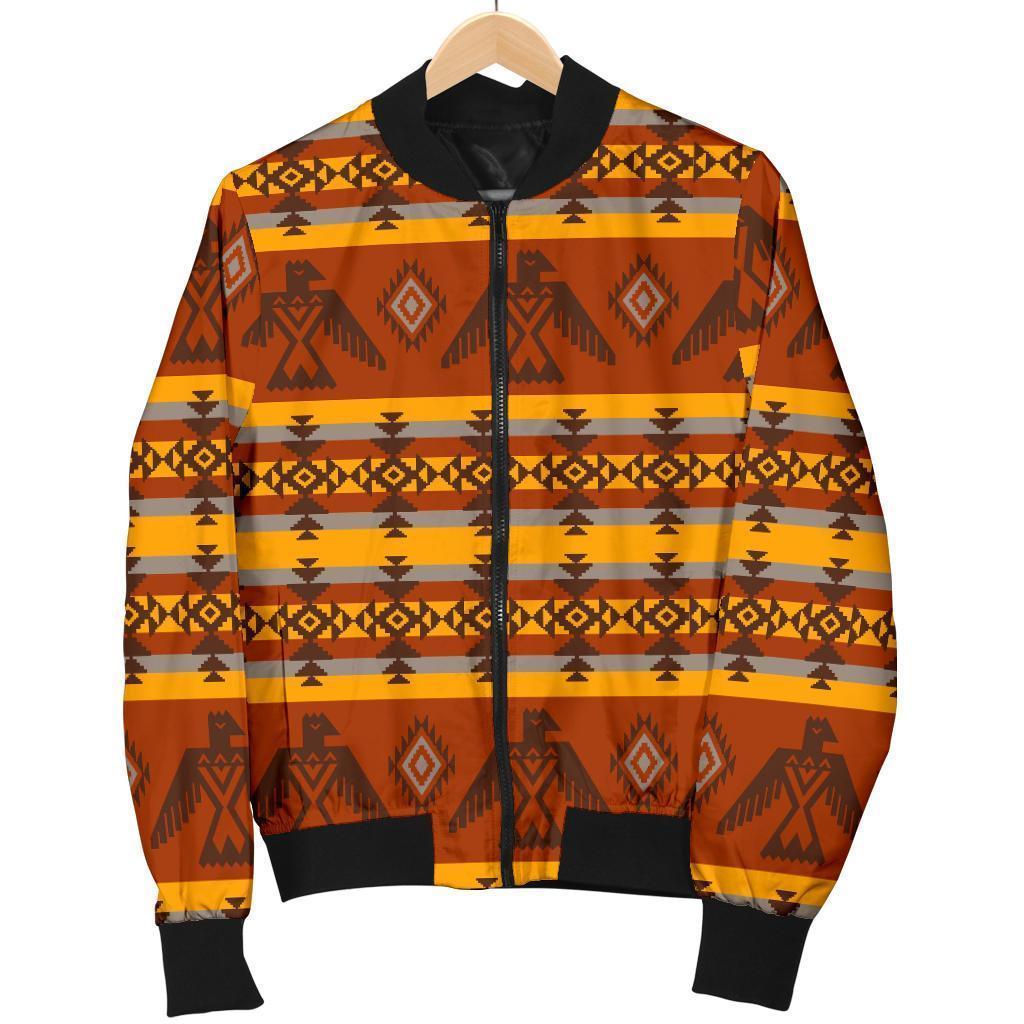Aztec Eagle Pattern Print Women Casual Bomber Jacket-grizzshop