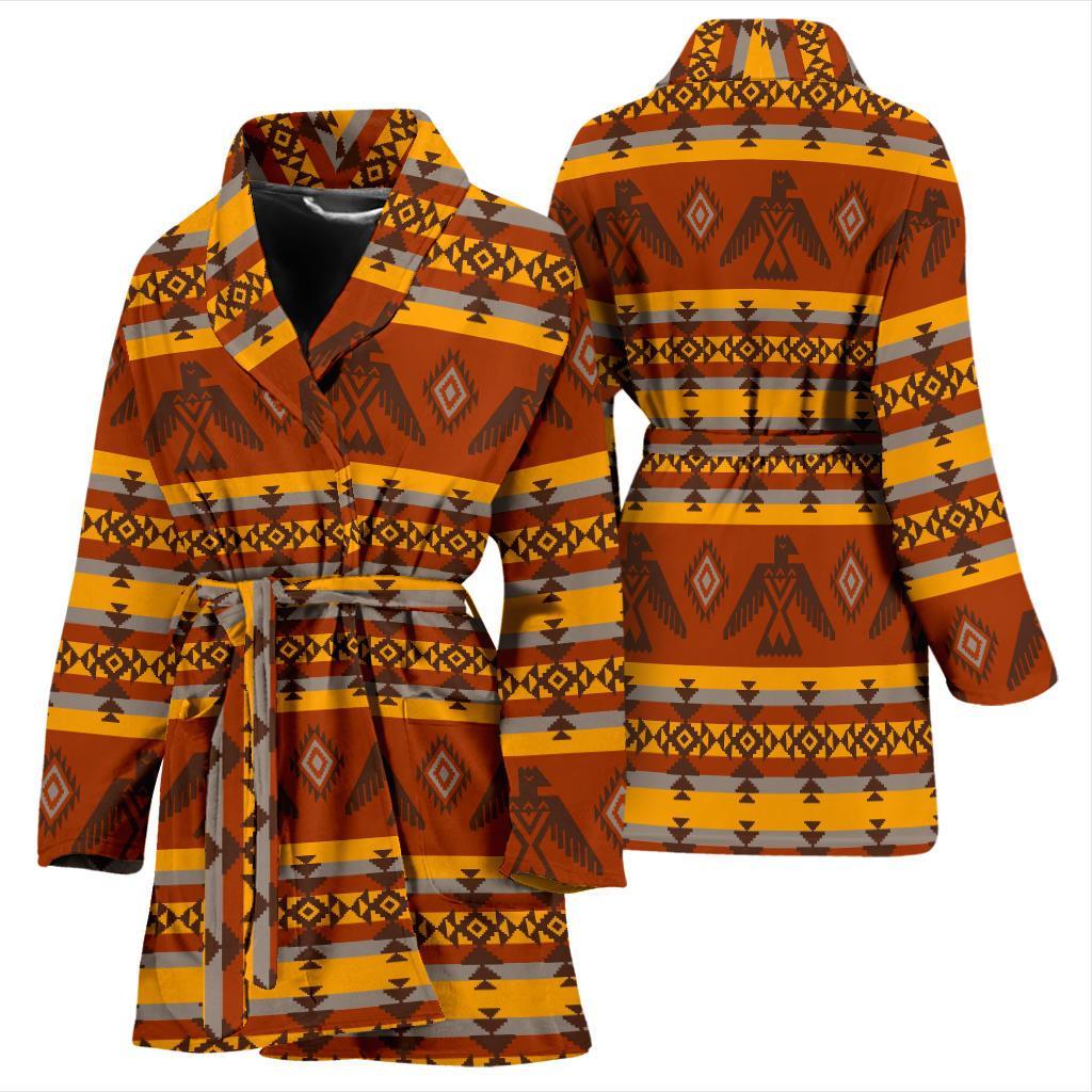 Aztec Eagle Pattern Print Women Long Robe-grizzshop