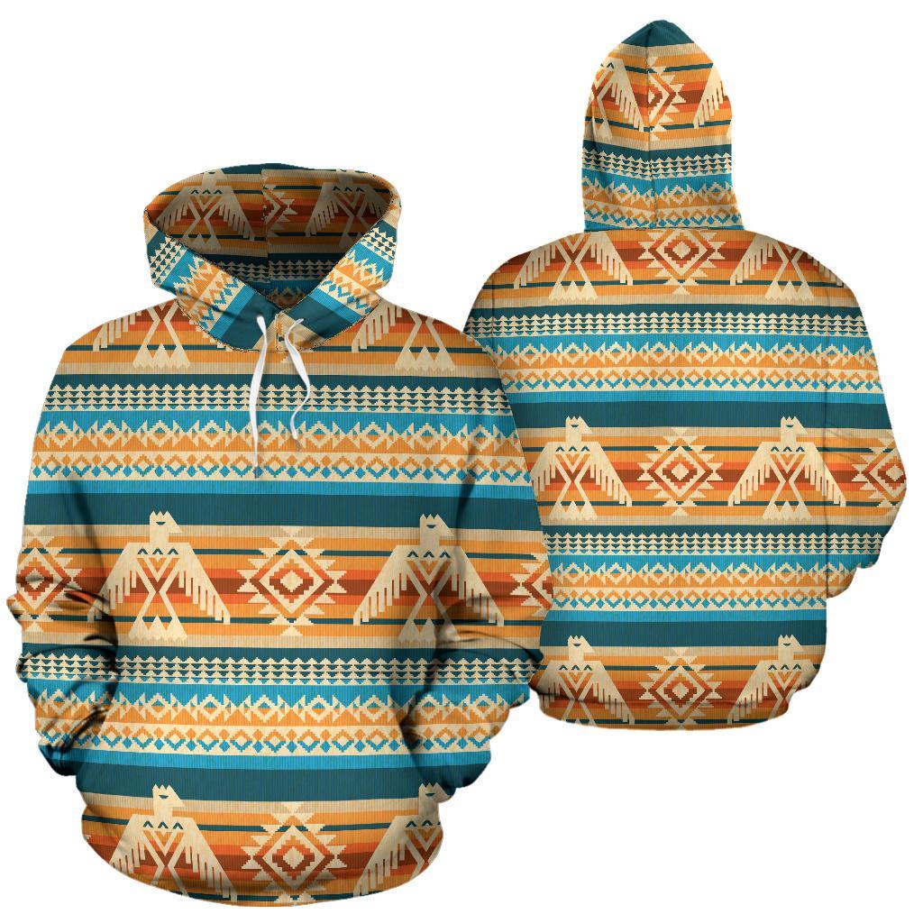 Aztec Eagle Print Pattern Women Men Pullover Hoodie-grizzshop