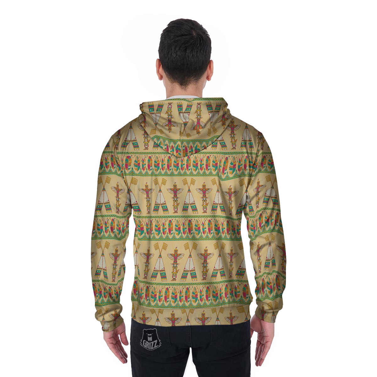 Aztec Indians Navajo Tribal Native American Print Men Zip Up Hoodie-grizzshop