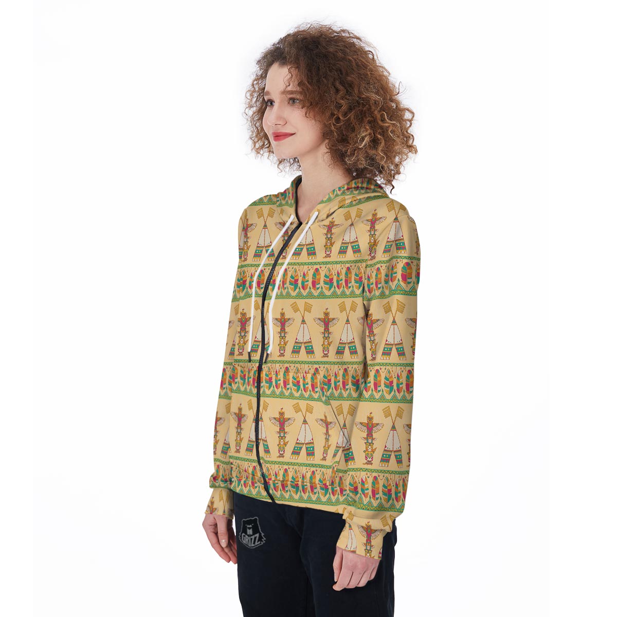 Aztec Indians Navajo Tribal Native American Print Women Zip Up Hoodies-grizzshop