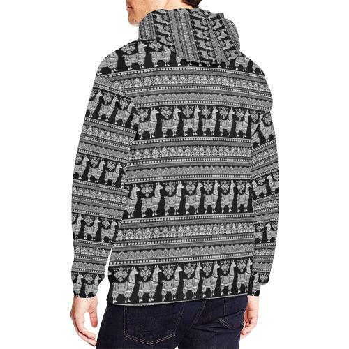Aztec Llama Pattern Print Men Pullover Hoodie-grizzshop