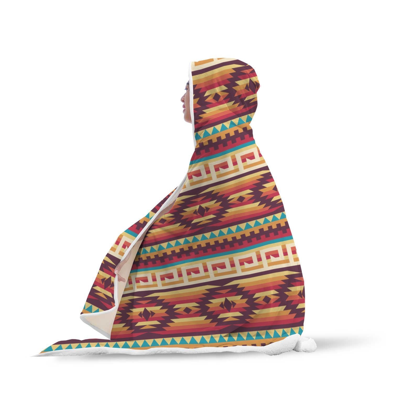 Aztec Native American Tribal Navajo Indians Print Hooded Blanket-grizzshop