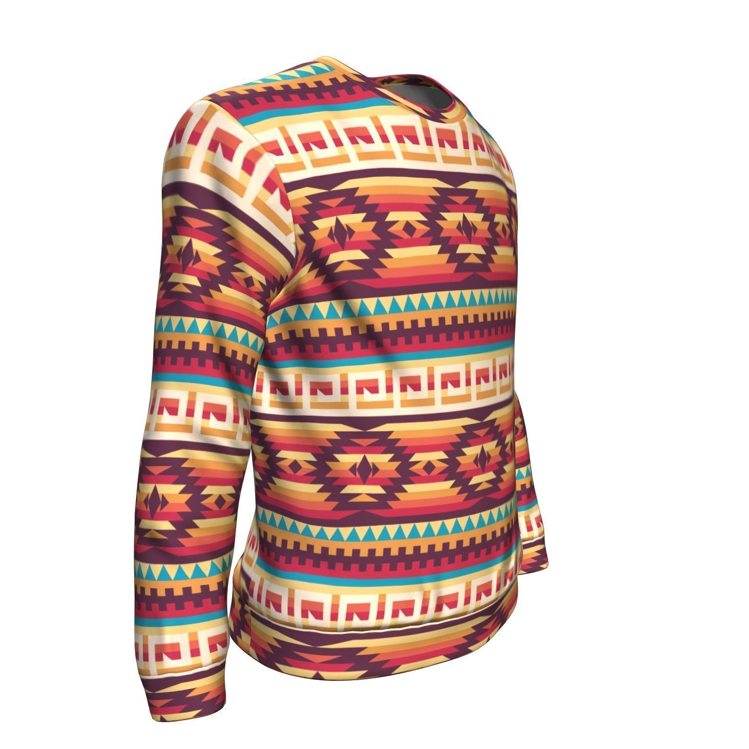 Aztec Native American Tribal Navajo Indians Print Men Crew Neck Sweatshirt-grizzshop