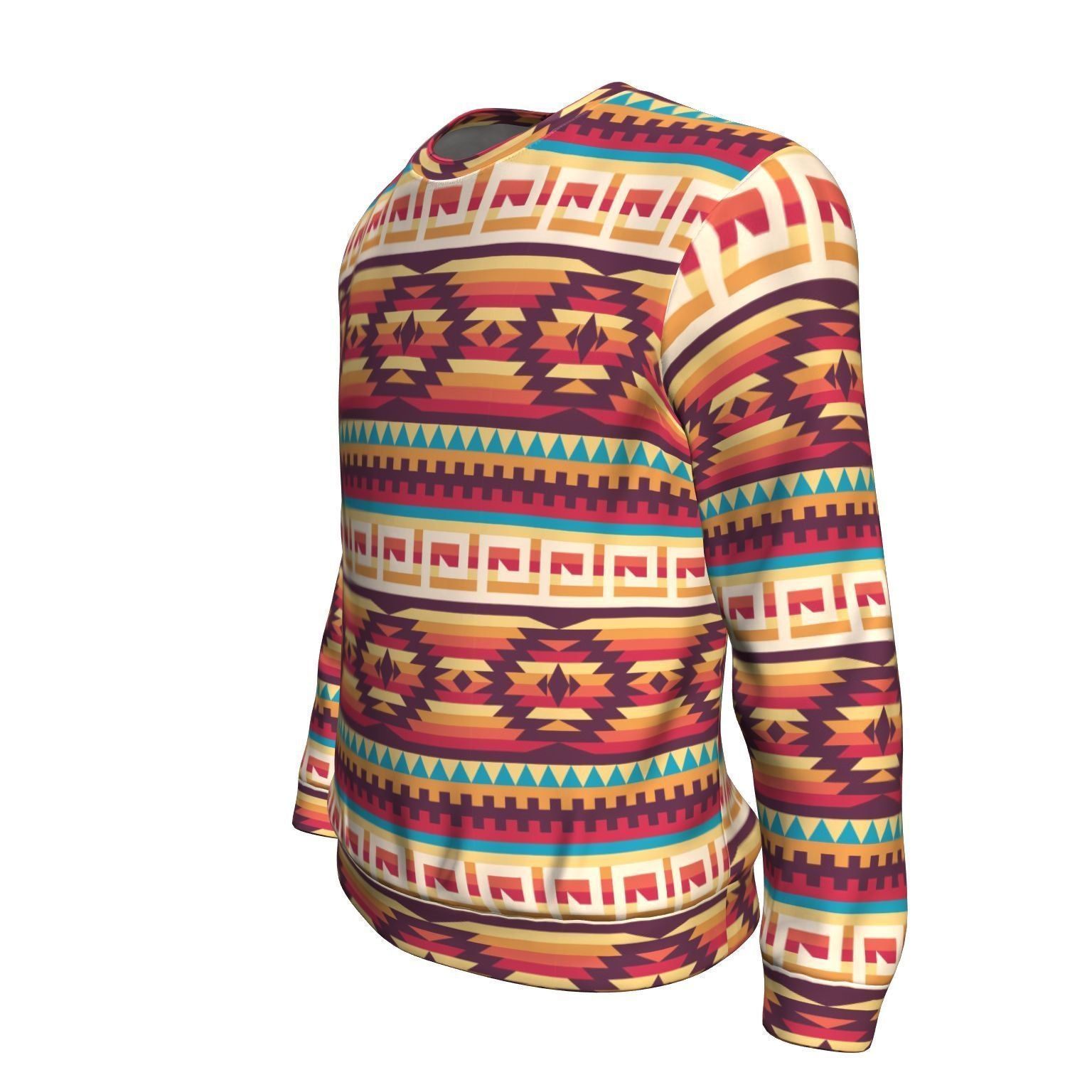 Aztec Native American Tribal Navajo Indians Print Men Crew Neck Sweatshirt-grizzshop