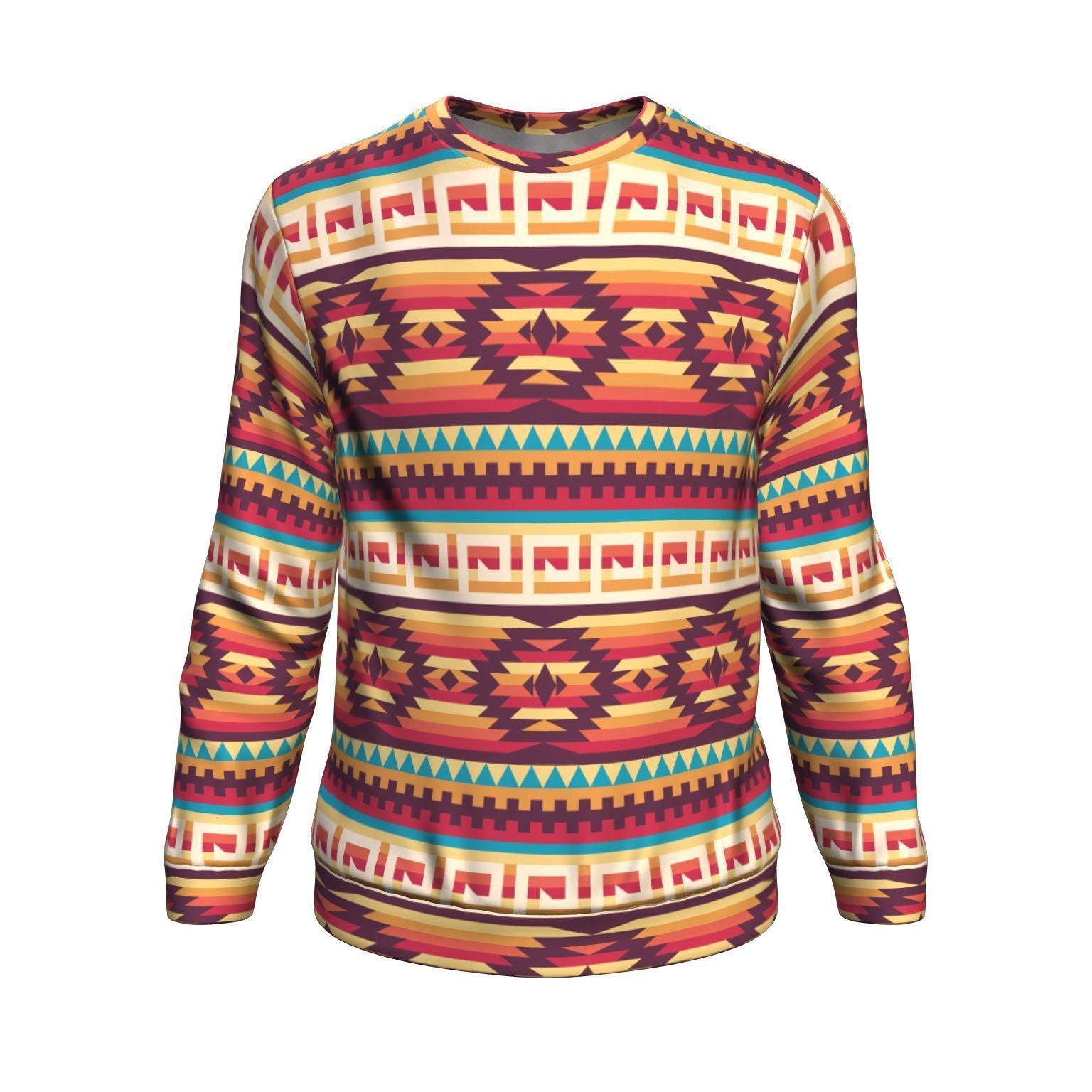 Aztec Native American Tribal Navajo Indians Print Men Crew Neck Sweatshirt-grizzshop