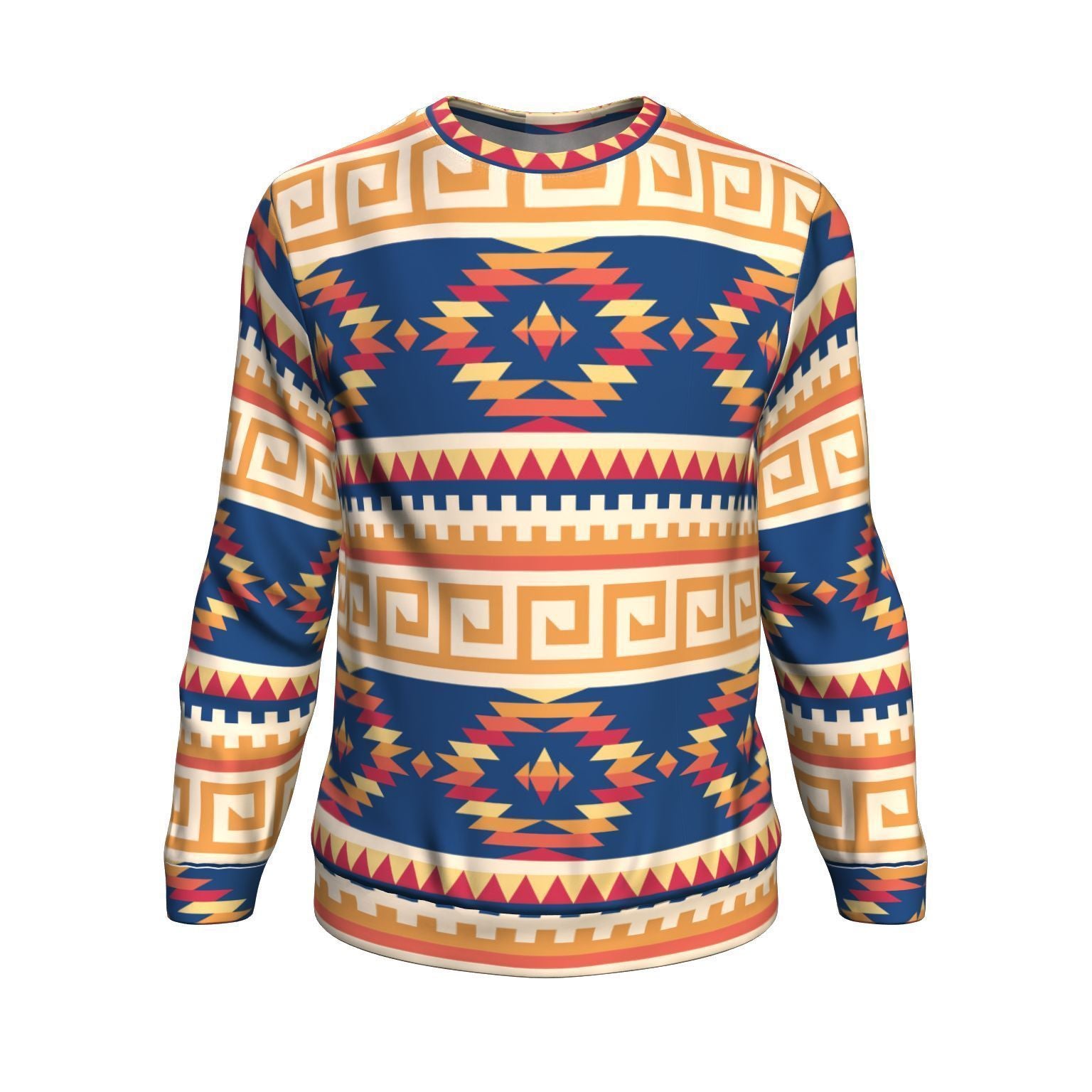 Aztec Tribal Indians Navajo Native American Print Men Crew Neck Sweatshirt-grizzshop