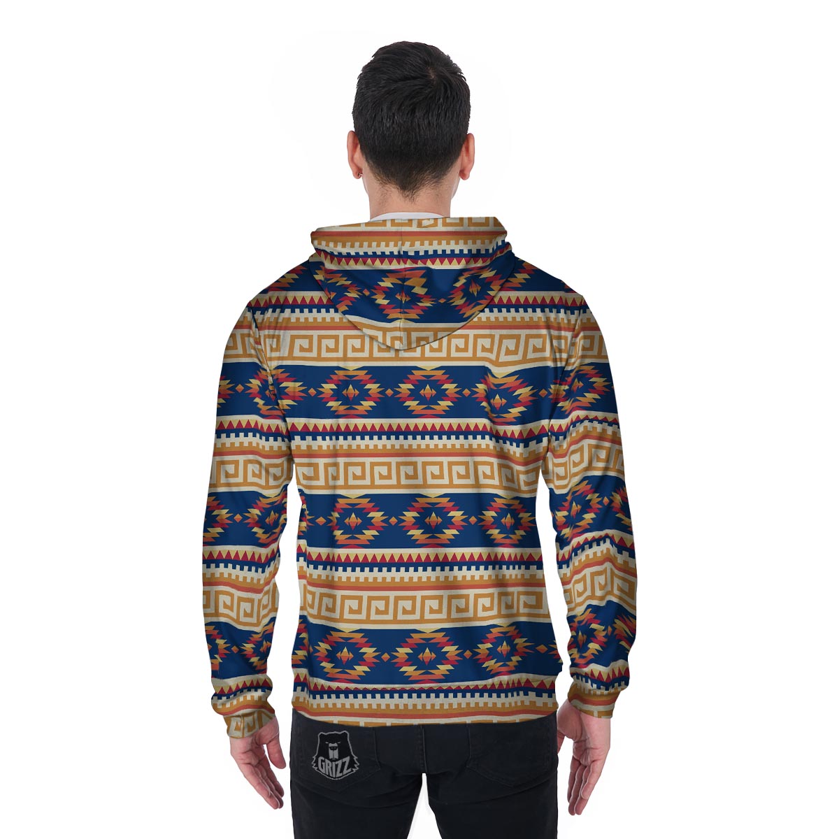 Aztec Tribal Indians Navajo Native American Print Men Zip Up Hoodie-grizzshop