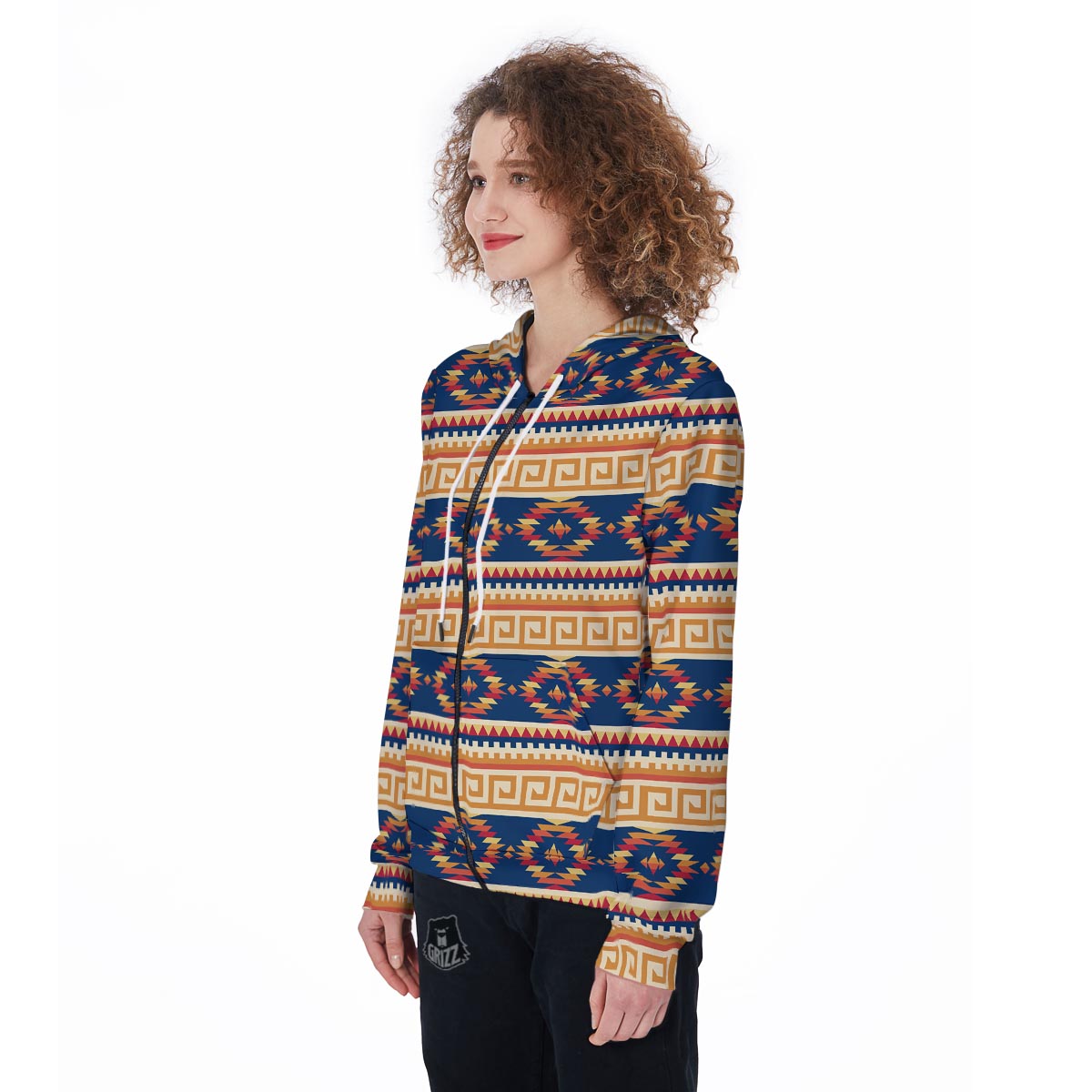 Aztec Tribal Indians Navajo Native American Print Women Zip Up Hoodies-grizzshop