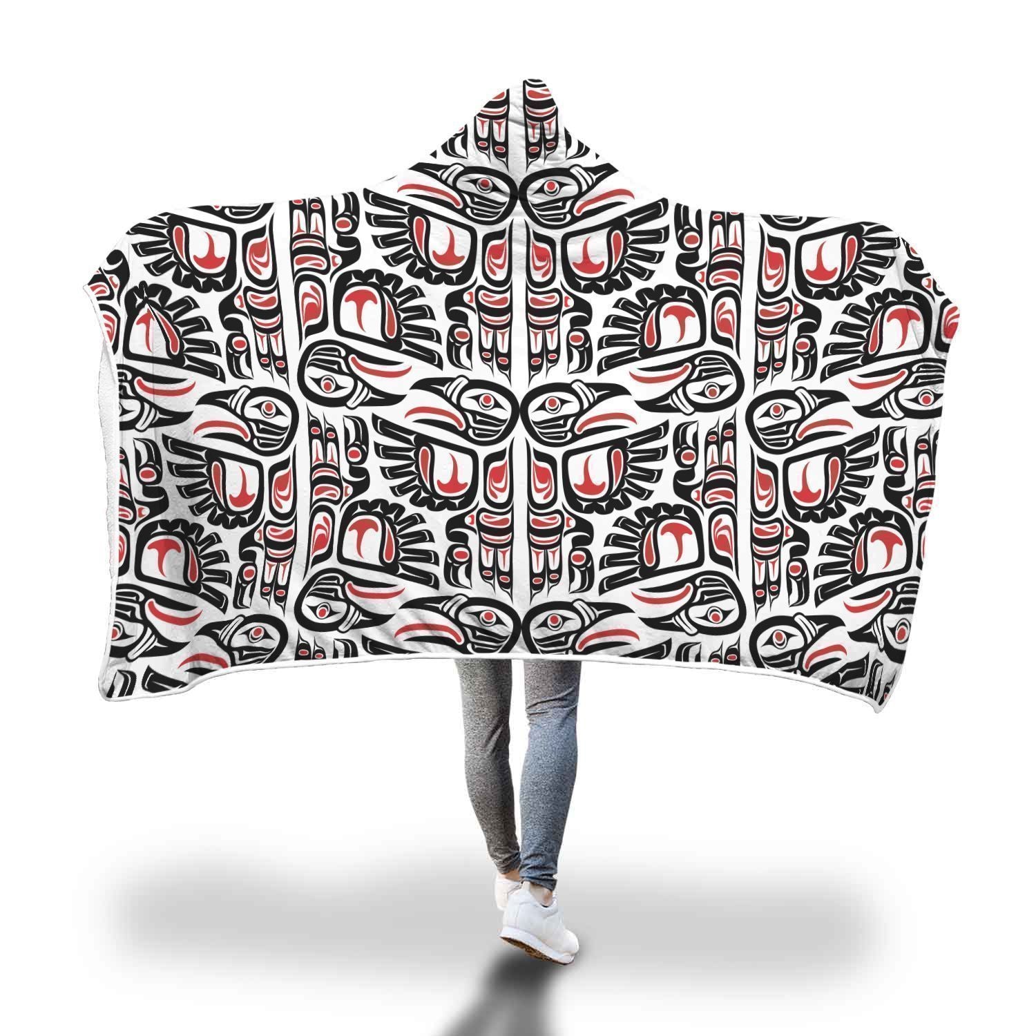 Aztec Tribal Native American Indians Navajo Print Hooded Blanket-grizzshop