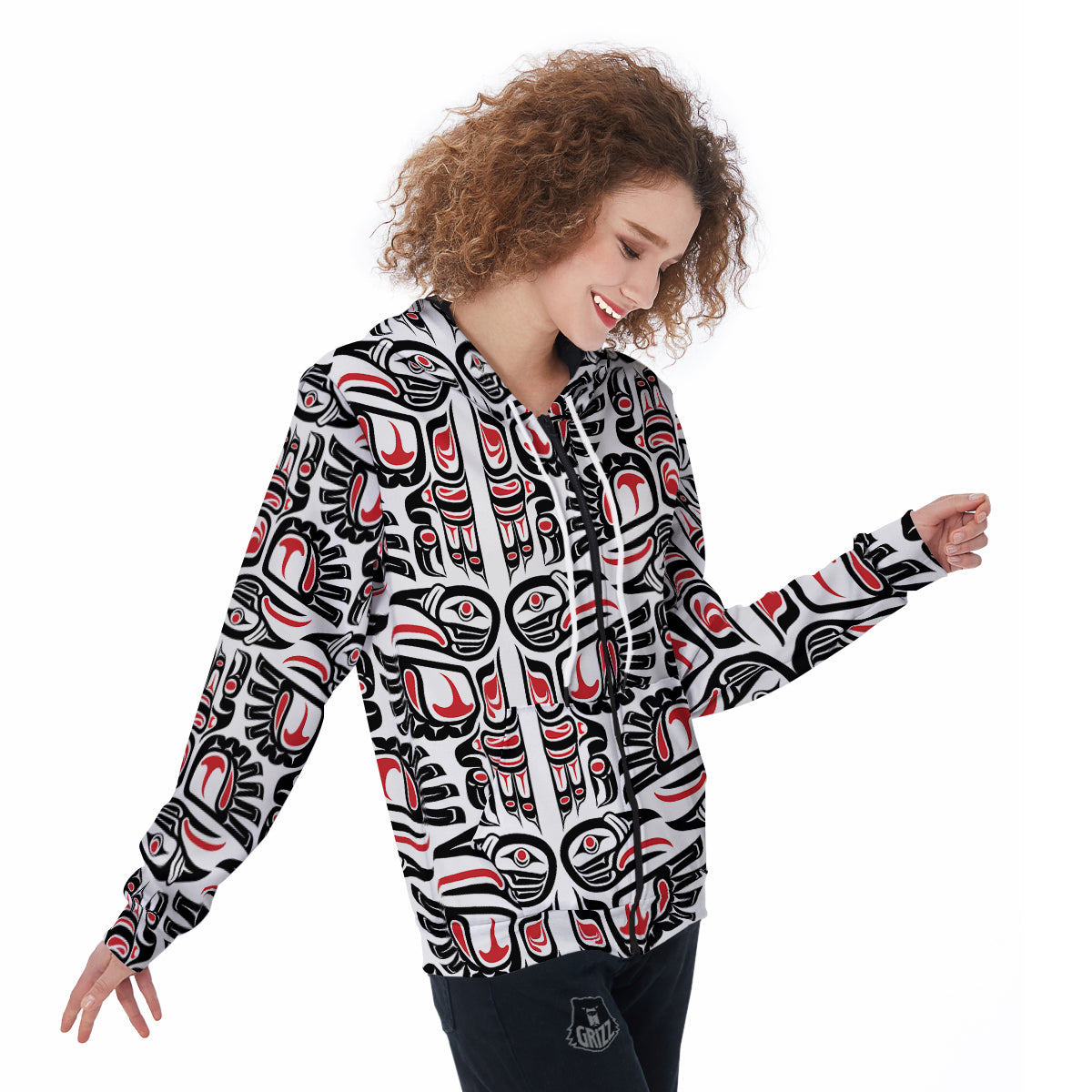 Aztec Tribal Native American Indians Navajo Print Women Zip Up Hoodies-grizzshop