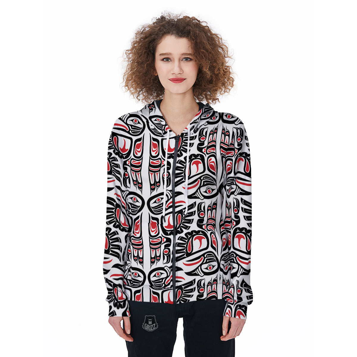 Aztec Tribal Native American Indians Navajo Print Women Zip Up Hoodies-grizzshop