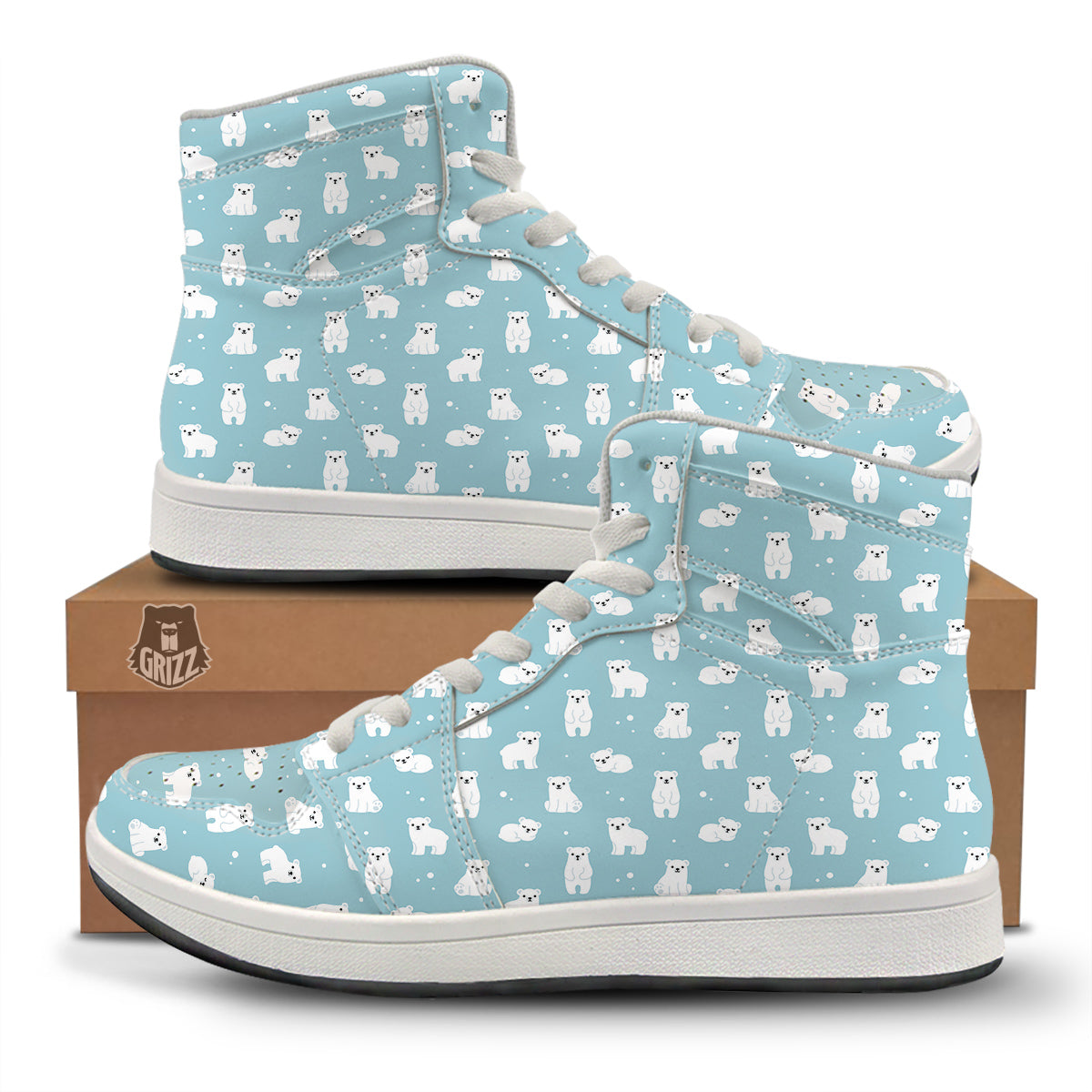 Baby Bear Cartoon Cute Print Pattern High Top Sneakers-grizzshop