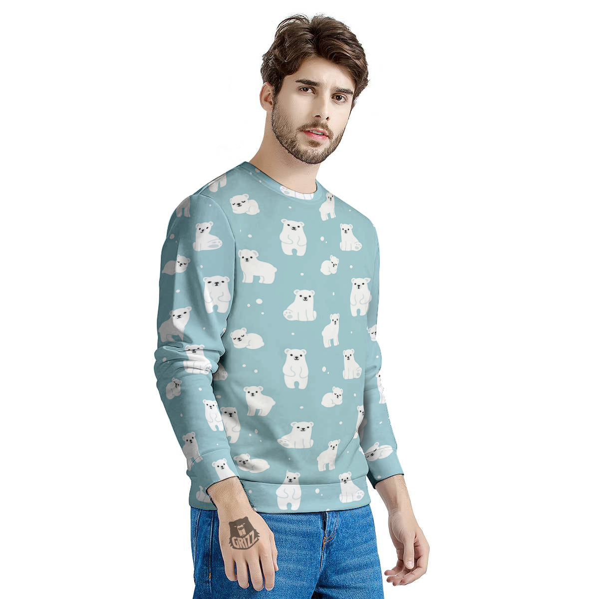 Baby Bear Cartoon Cute Print Pattern Men's Sweatshirt-grizzshop