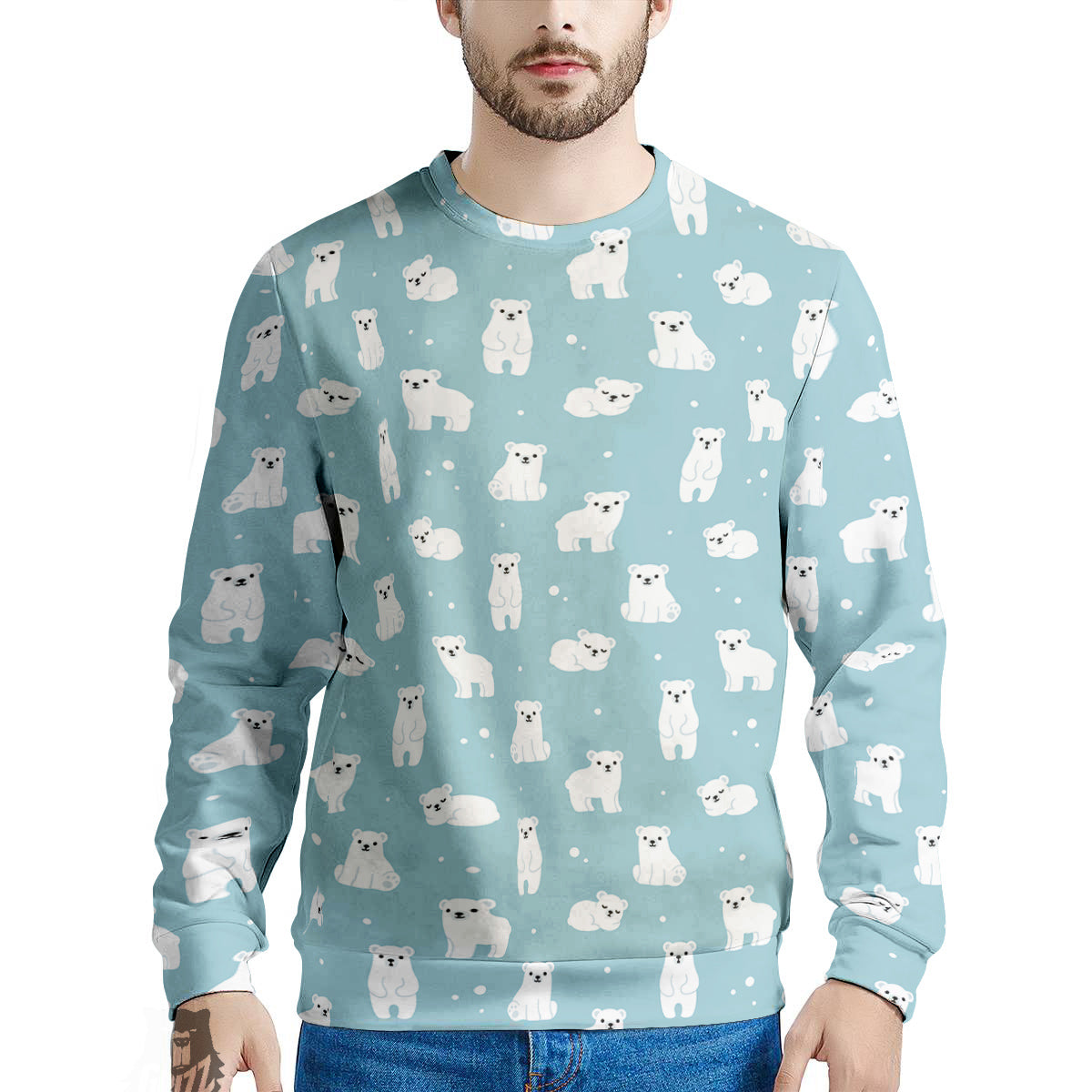 Baby Bear Cartoon Cute Print Pattern Men's Sweatshirt-grizzshop