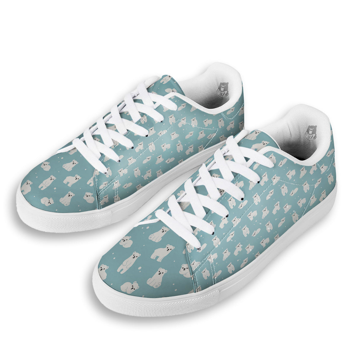 Baby Bear Cartoon Cute Print Pattern White Low Top Sneakers-grizzshop