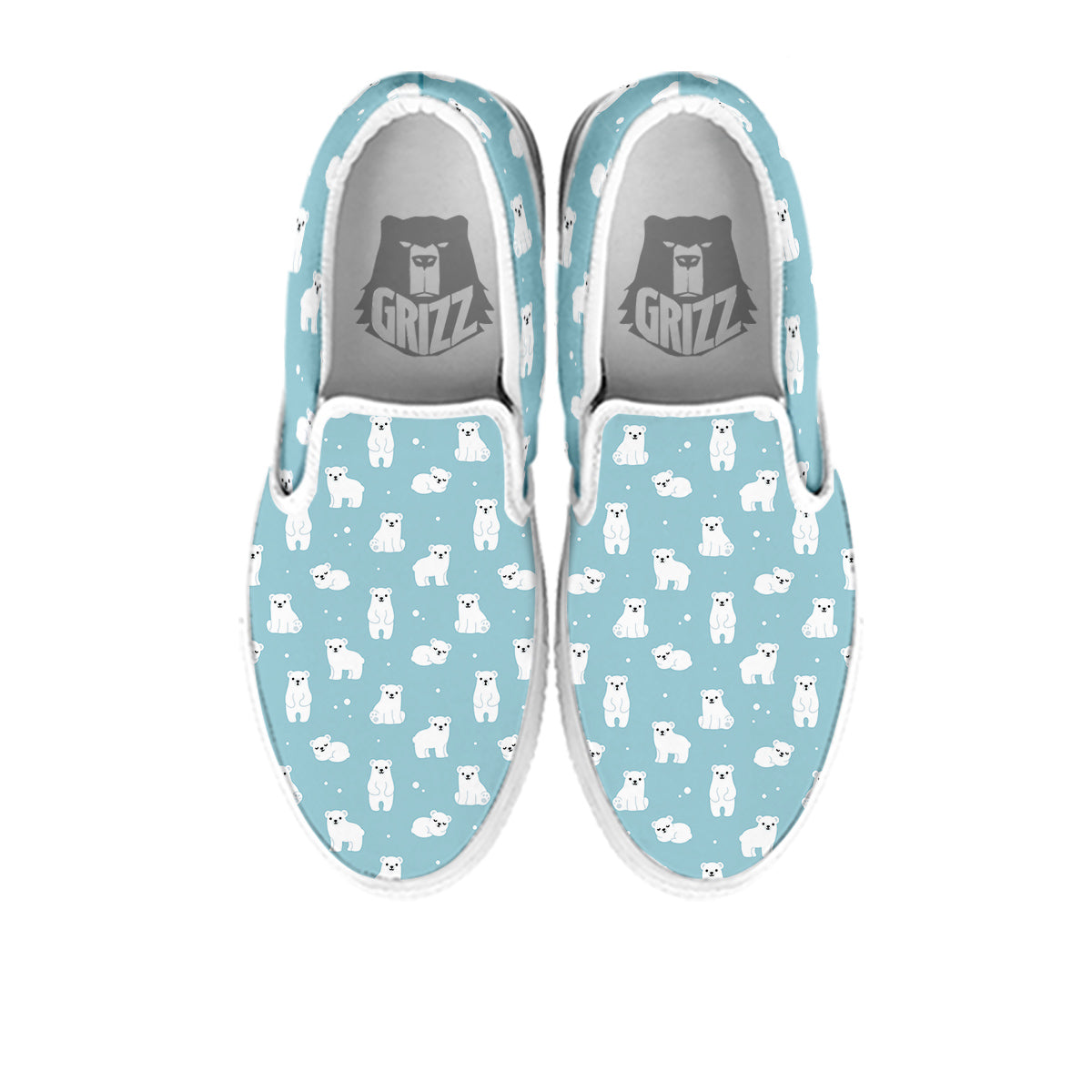 Baby Bear Cartoon Cute Print Pattern White Slip On Shoes-grizzshop