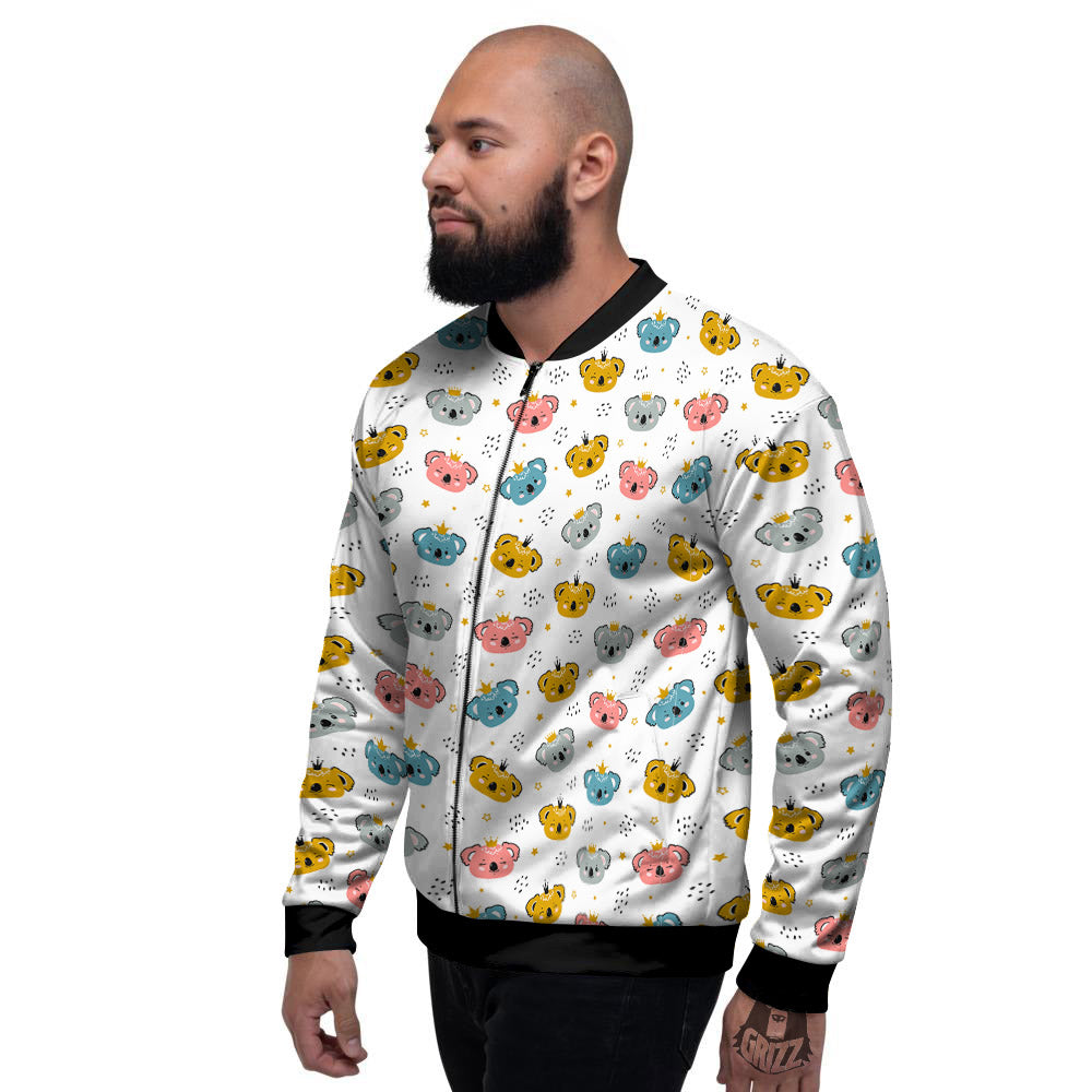 Baby Bear Colorful Cartoon Print Pattern Men's Bomber Jacket-grizzshop