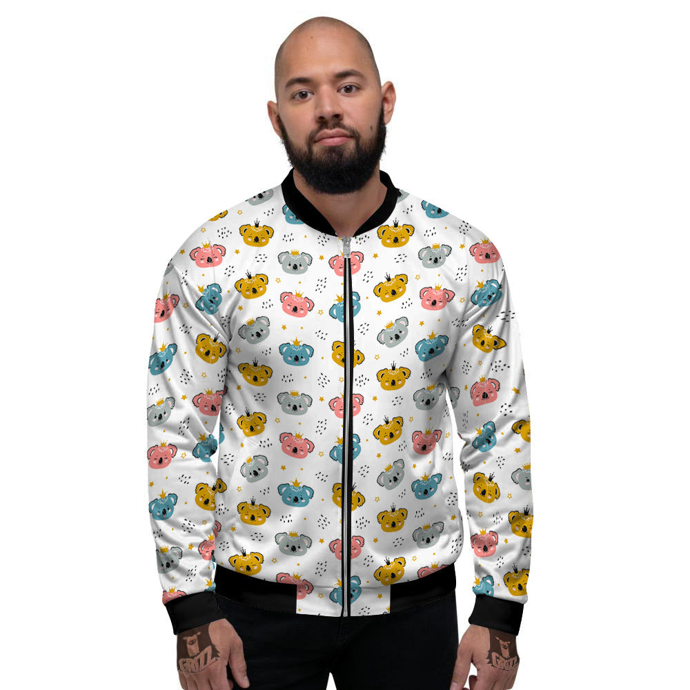 Baby Bear Colorful Cartoon Print Pattern Men's Bomber Jacket-grizzshop