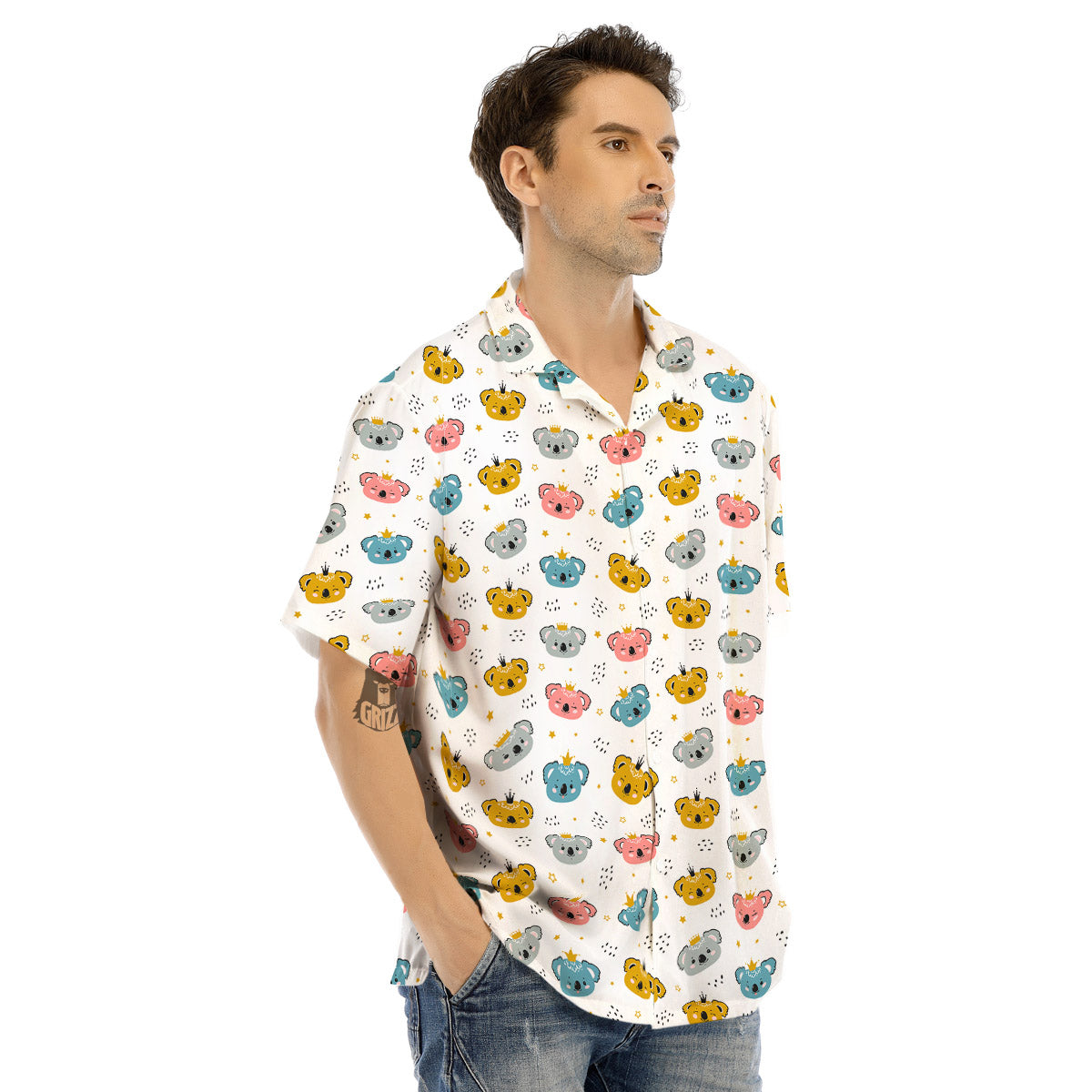 Baby Bear Colorful Cartoon Print Pattern Men's Hawaiian Shirt-grizzshop