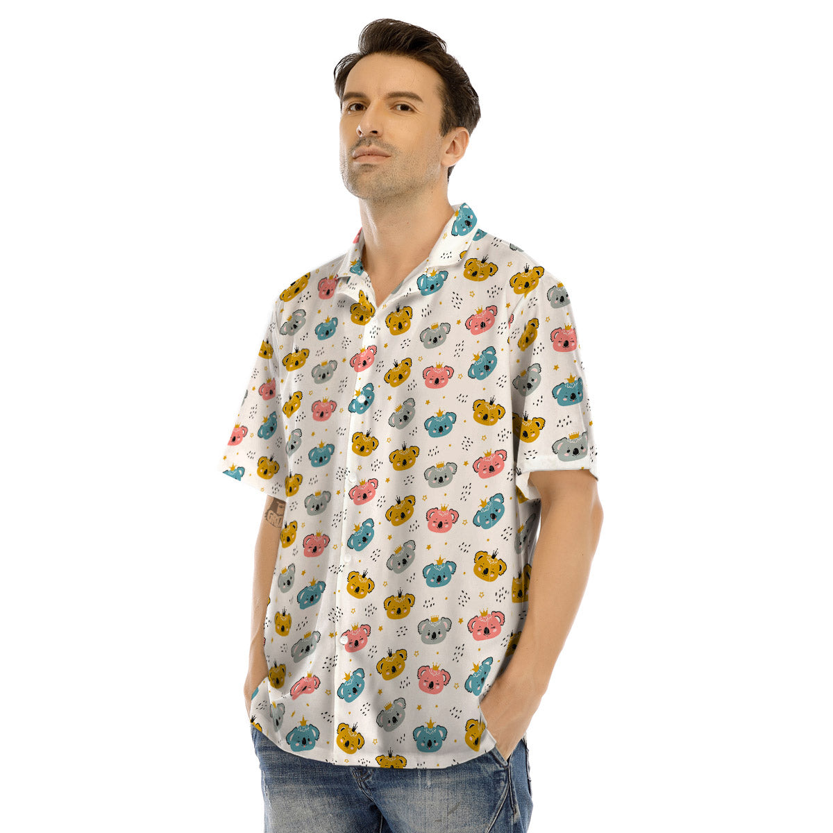 Baby Bear Colorful Cartoon Print Pattern Men's Hawaiian Shirt-grizzshop