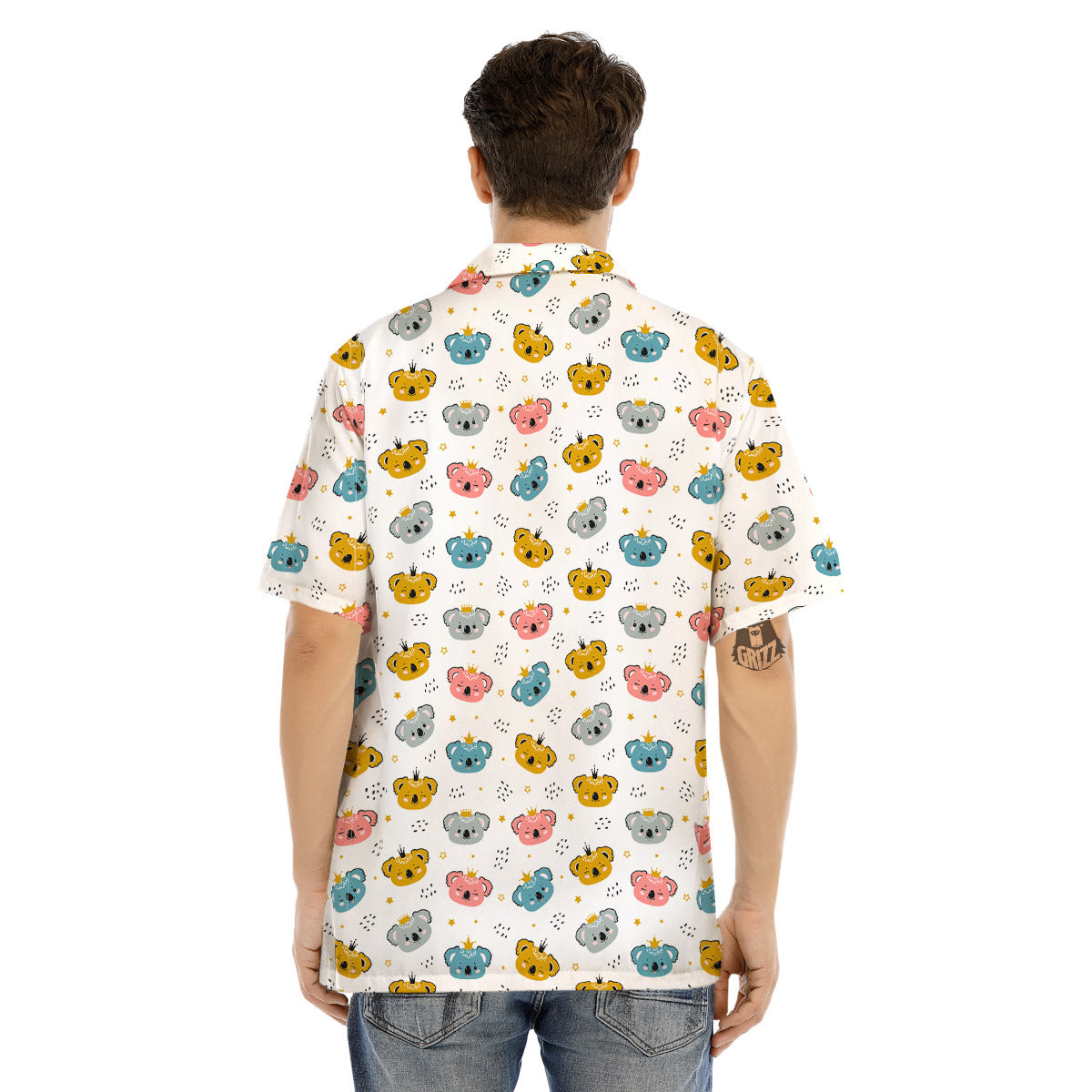 Baby Bear Colorful Cartoon Print Pattern Men's Hawaiian Shirt-grizzshop