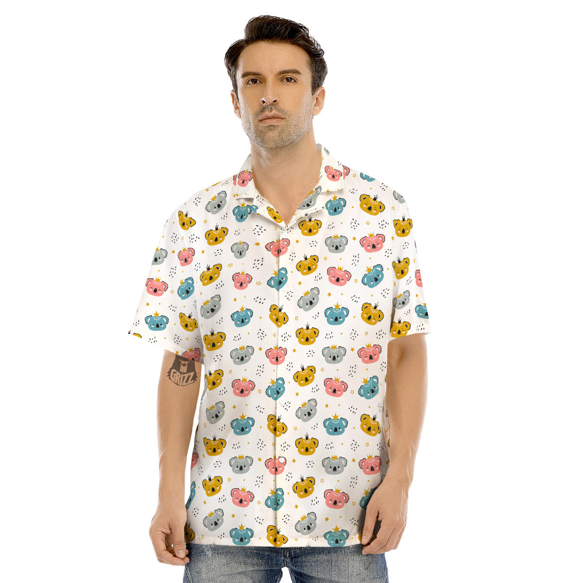 Baby Bear Colorful Cartoon Print Pattern Men's Hawaiian Shirt-grizzshop