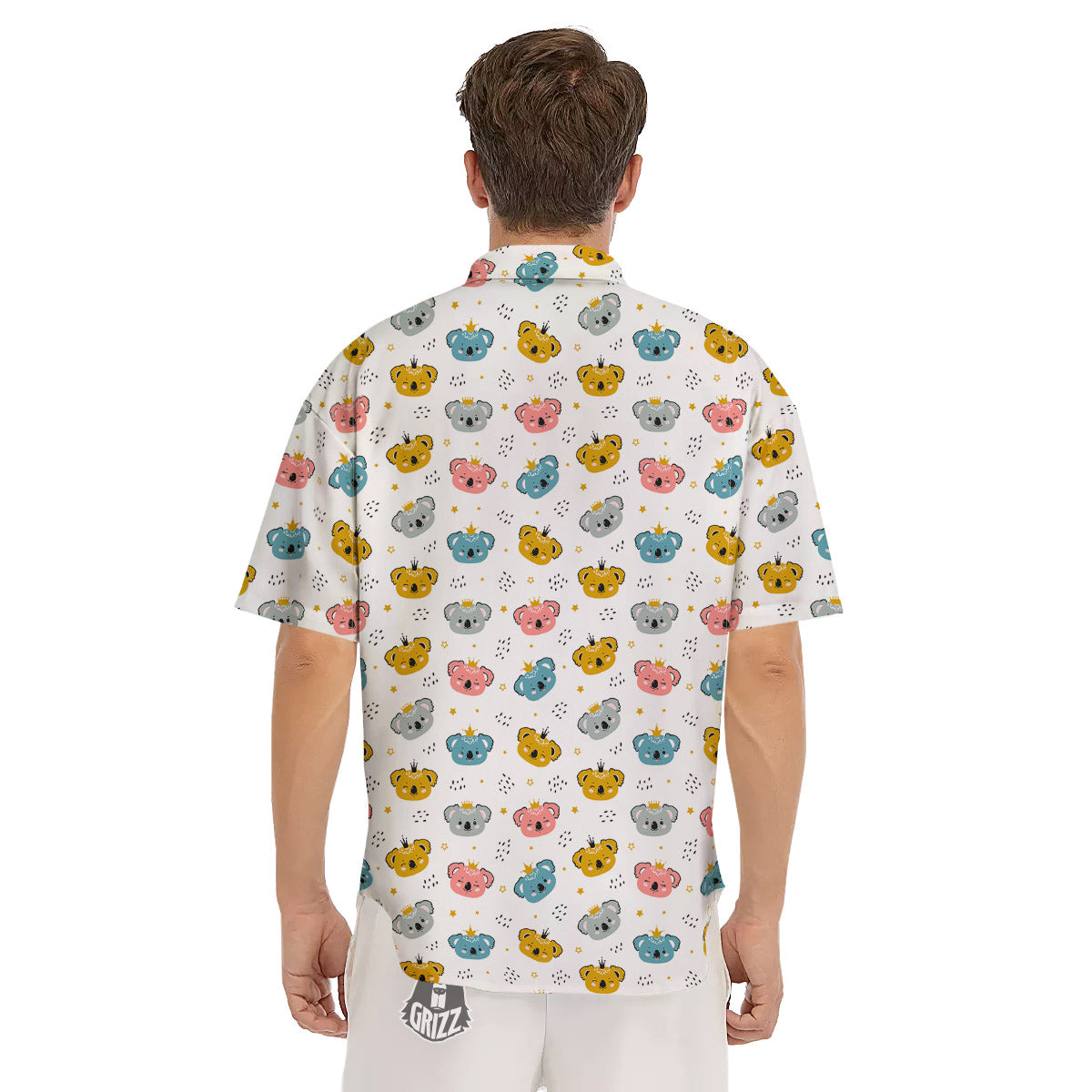 Baby Bear Colorful Cartoon Print Pattern Men's Short Sleeve Shirts-grizzshop